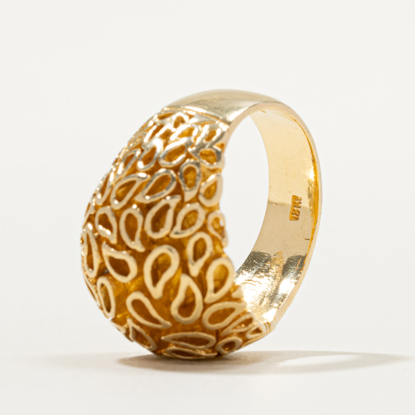 18k Yellow Gold Textured Dome Ring | SZ 7.5