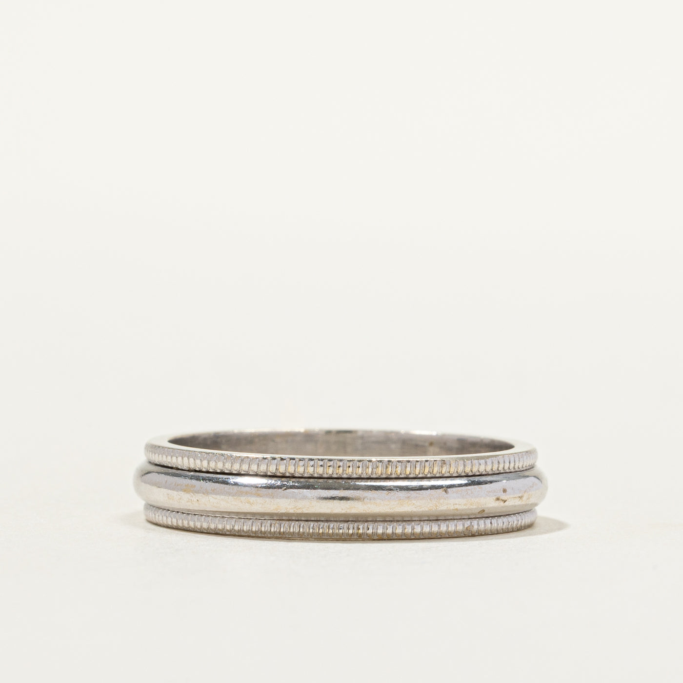 18k White Gold Milgrain Band | 4.23mm | SZ 8.75