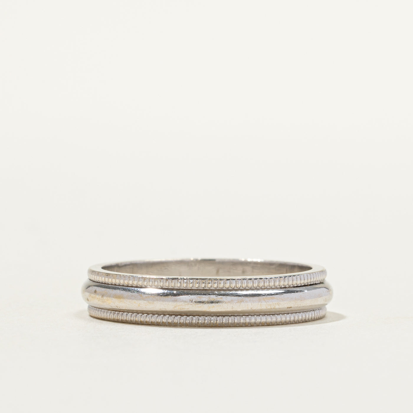 18k White Gold Milgrain Band | 4.23mm | SZ 8.75