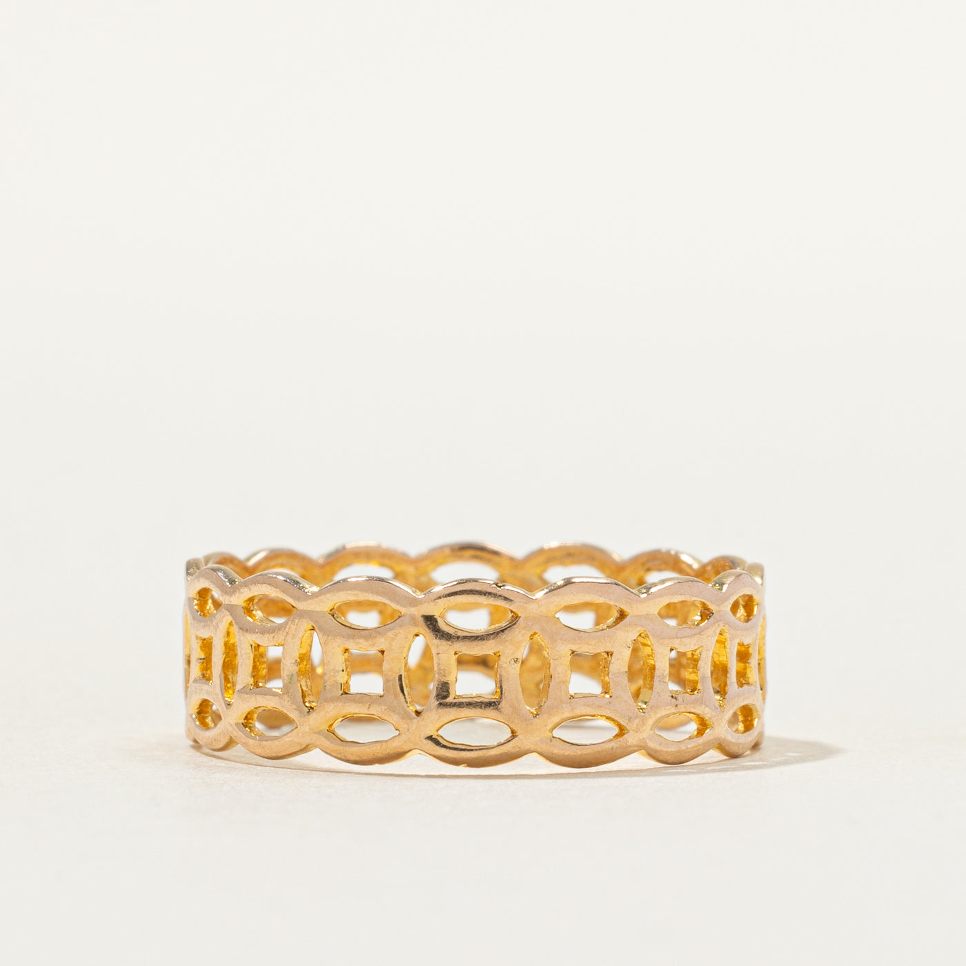 18k Yellow Gold Geometric Pattern Band | 6.34mm | SZ 8.25