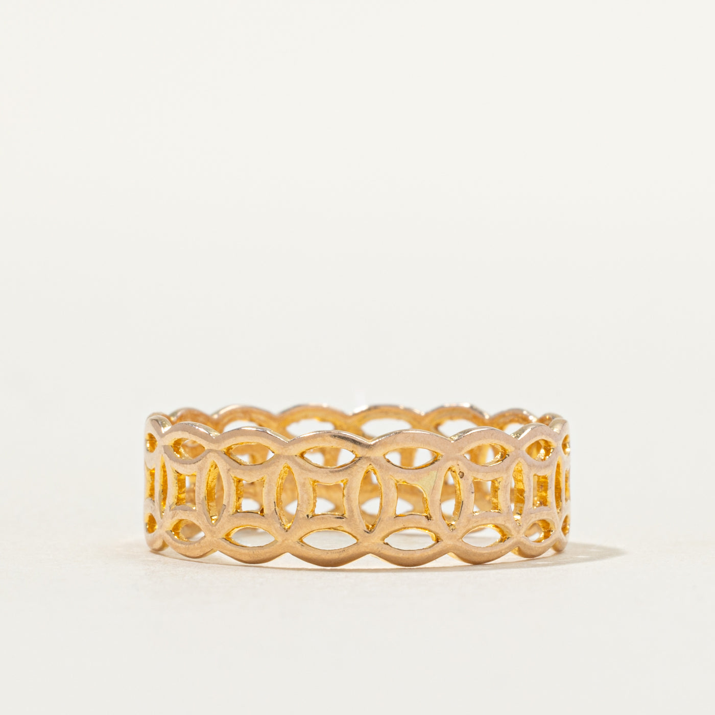 18k Yellow Gold Geometric Pattern Band | 6.34mm | SZ 8.25