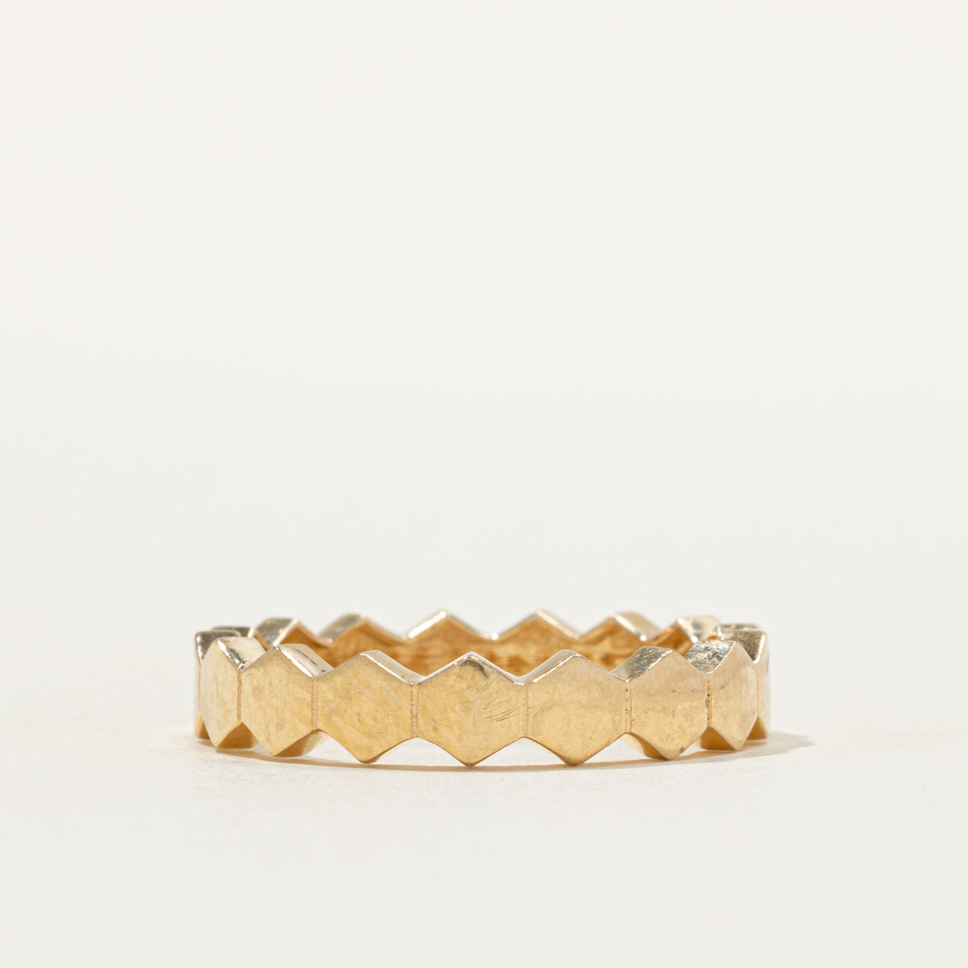 18k Yellow Gold Hexagon Band | 4.37mm | SZ 8.75