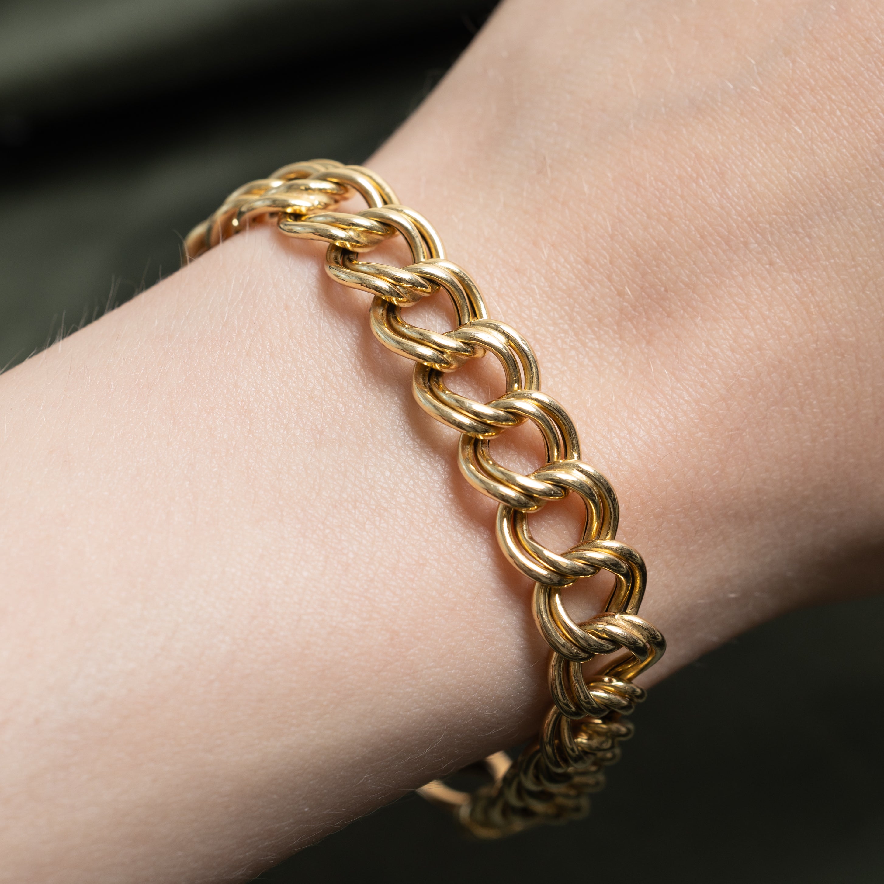 14k Yellow Gold Double Link Chain Bracelet | 7"