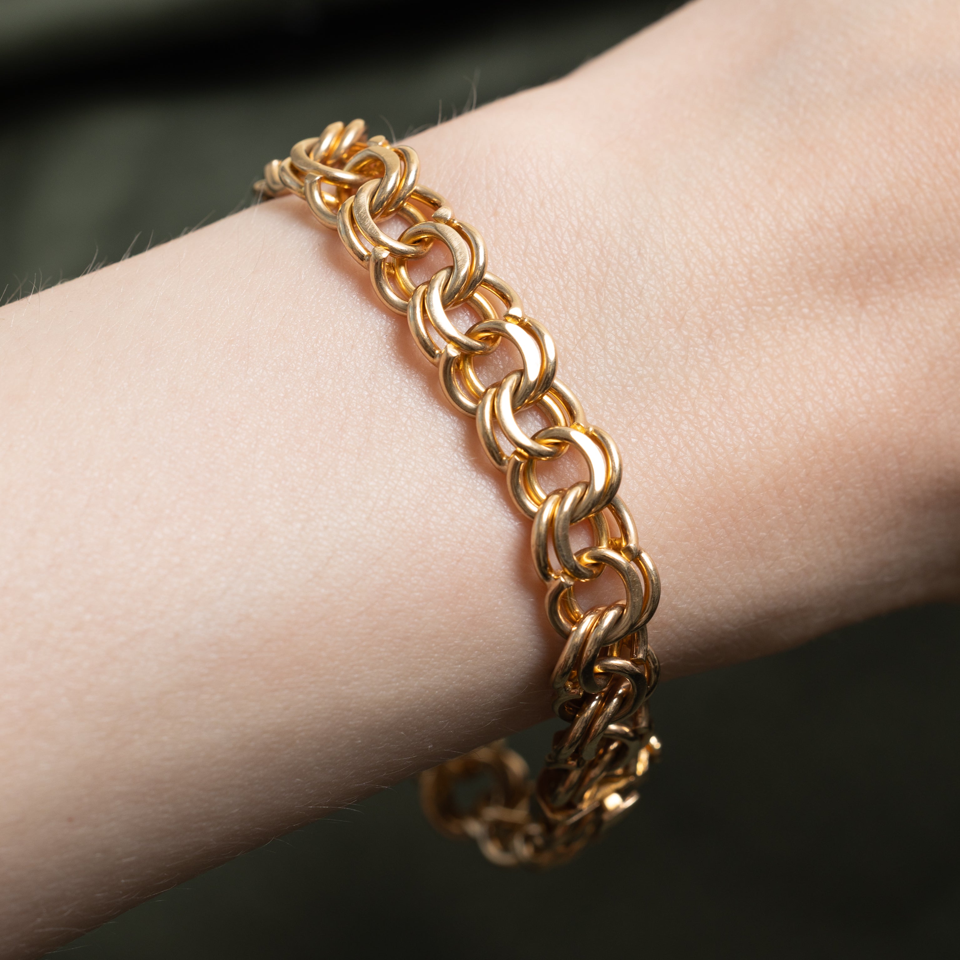 10k Yellow Gold Double Link Chain Bracelet | 7.25"