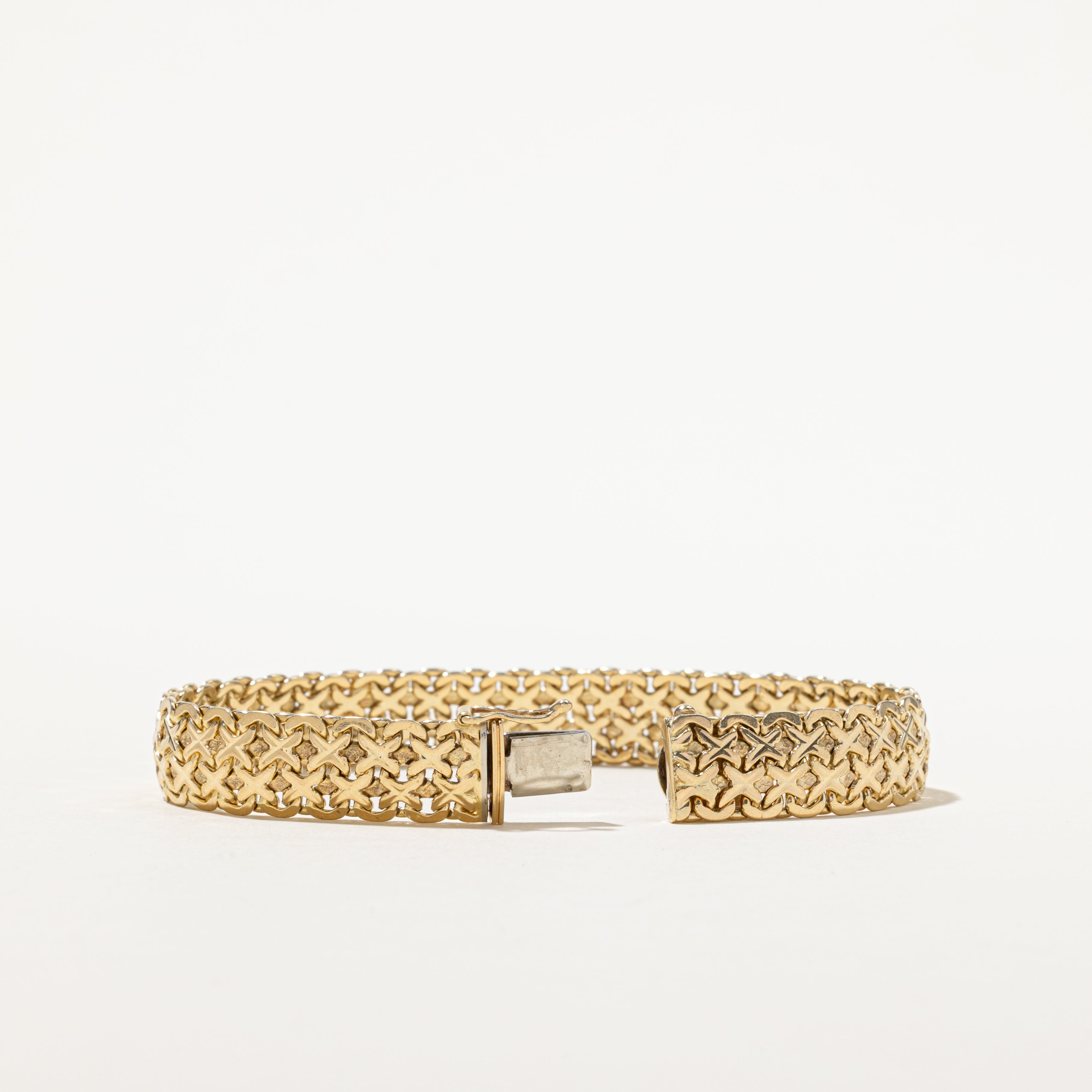 14k Yellow Gold Modified Bismarck Chain Bracelet | 7"