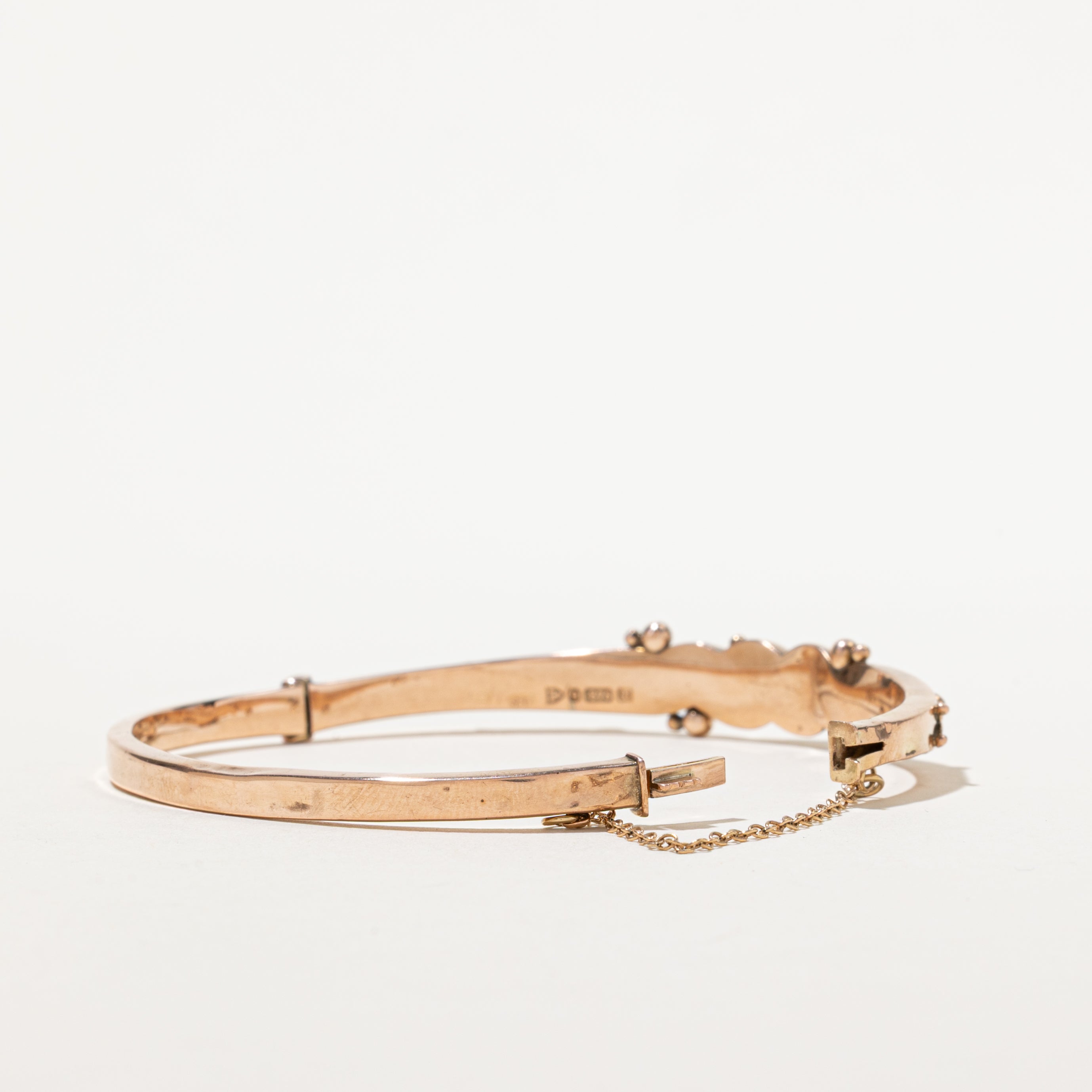 Art Deco 1923 Dublin 9k Yellow Gold Ornate Twisted Bangle | 5.75"