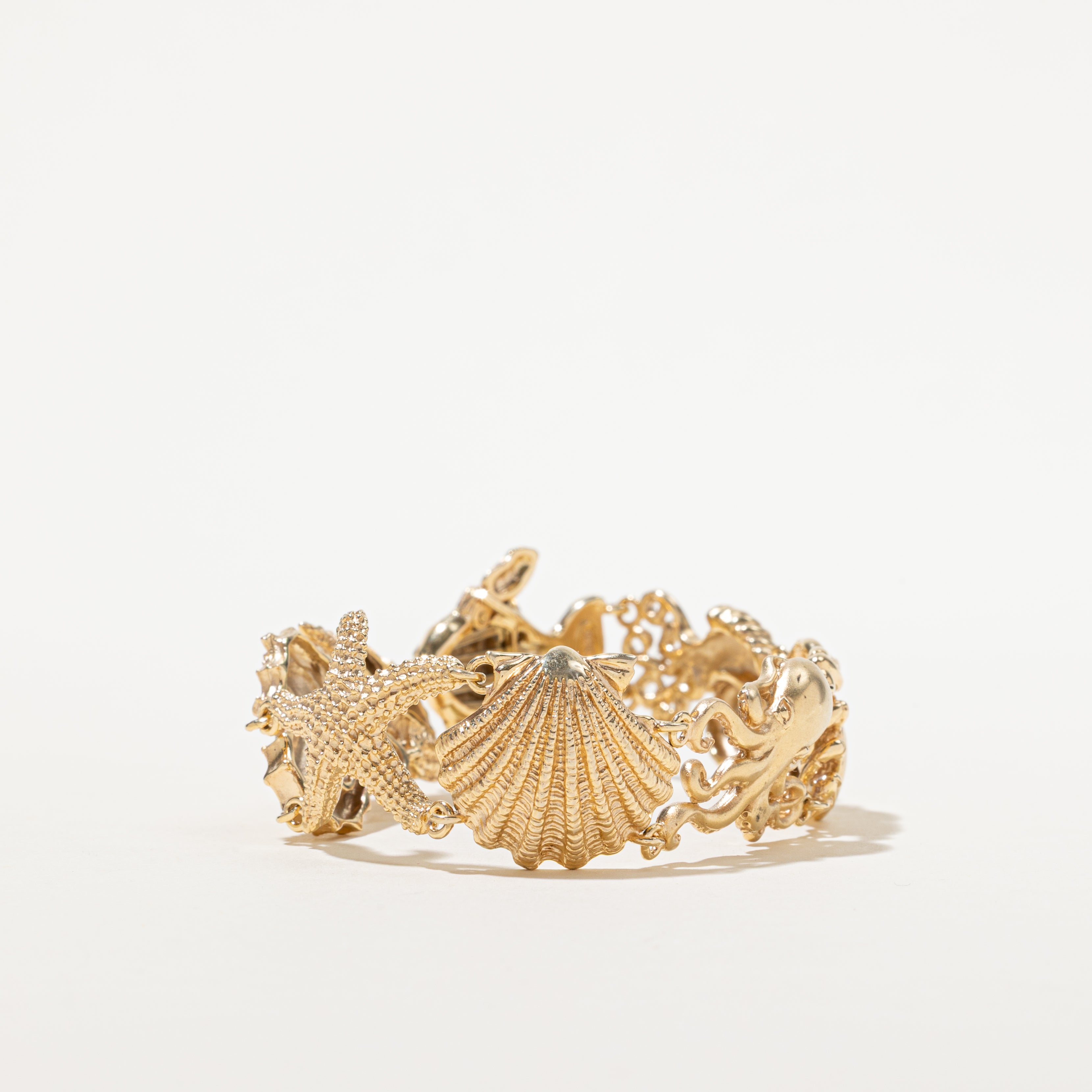 14k Yellow Gold Nautical Sea Life Bracelet | 6"