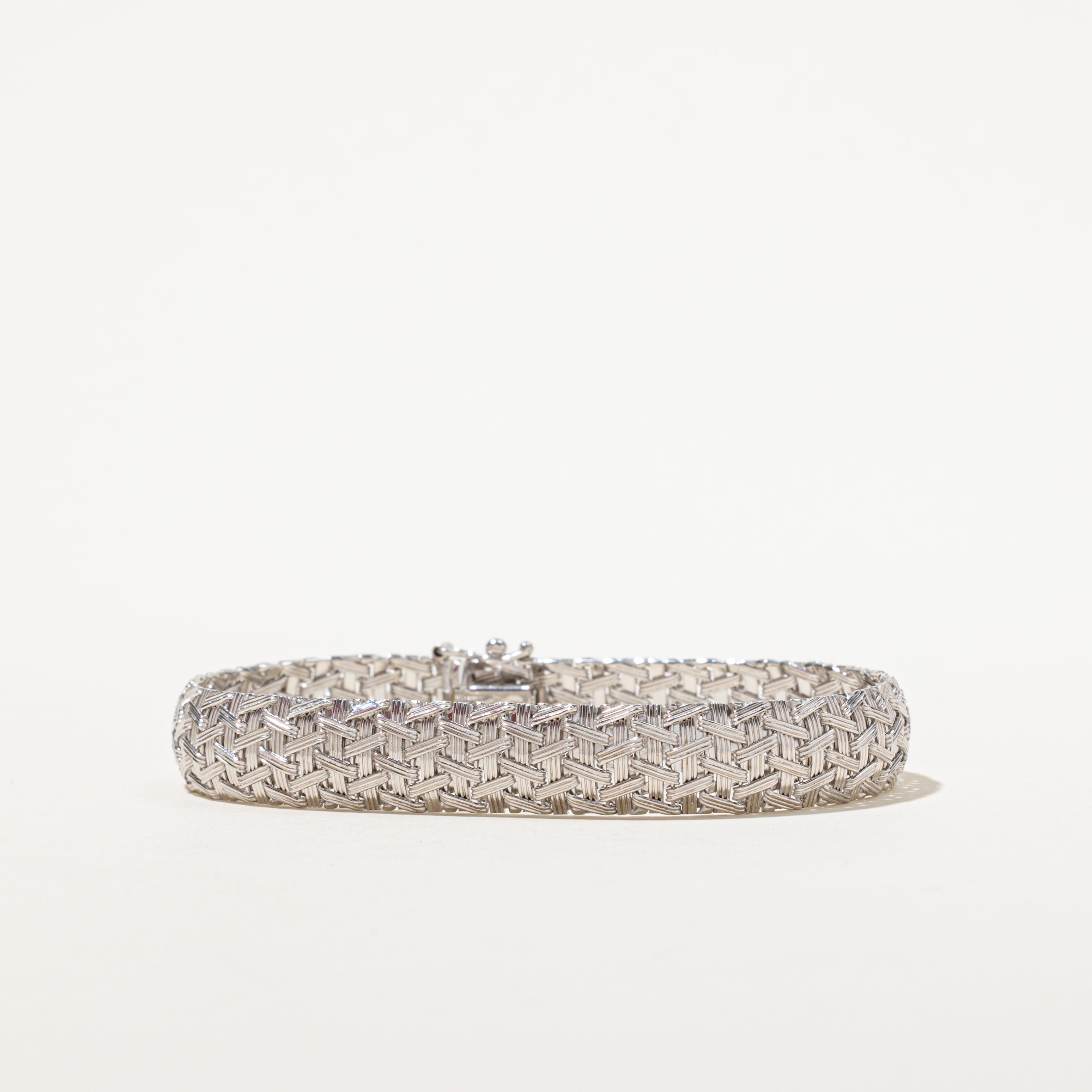 14k White Gold Woven Bracelet | 7.5"