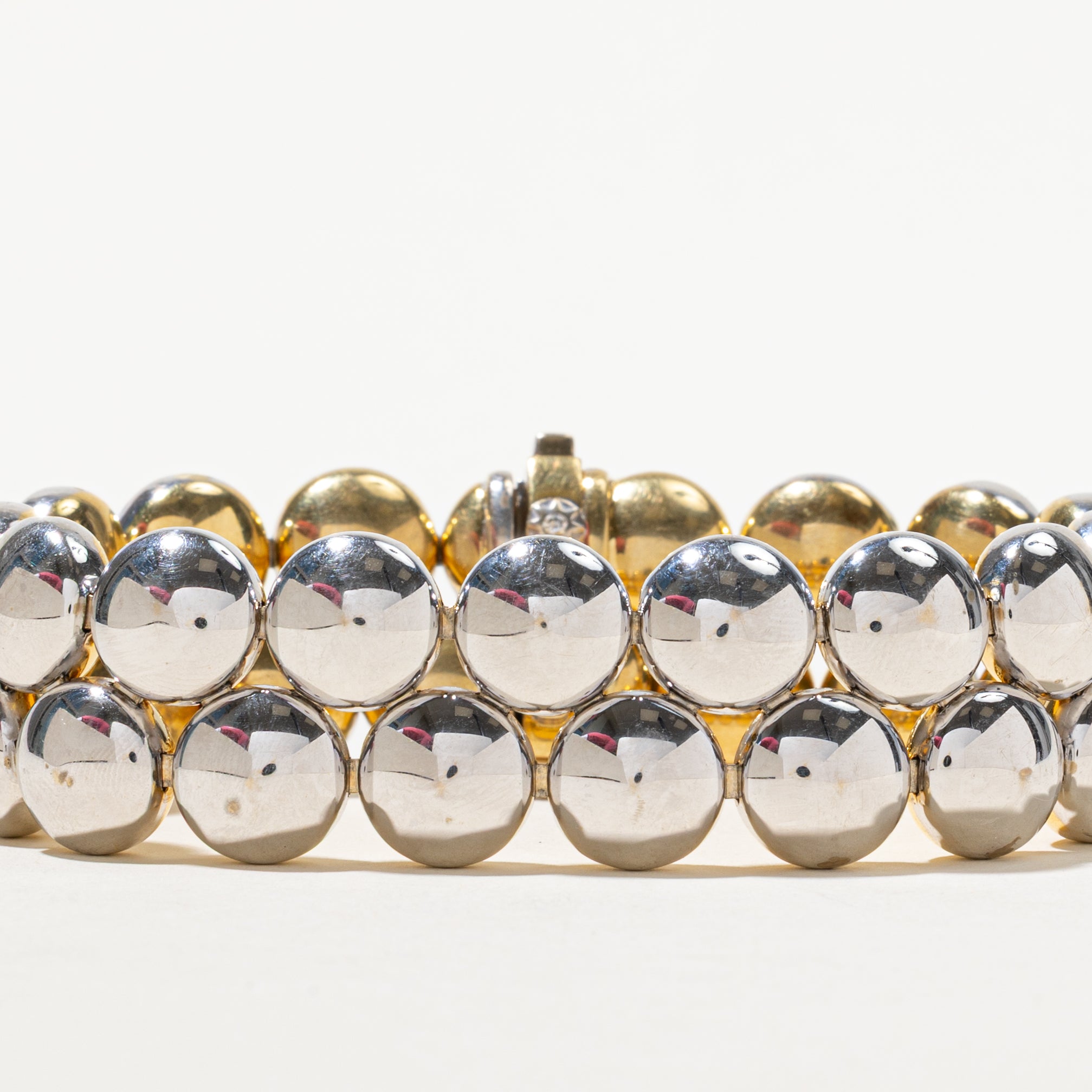 18k White & Yellow Gold Reversible Bauble Bracelet | 6.5"