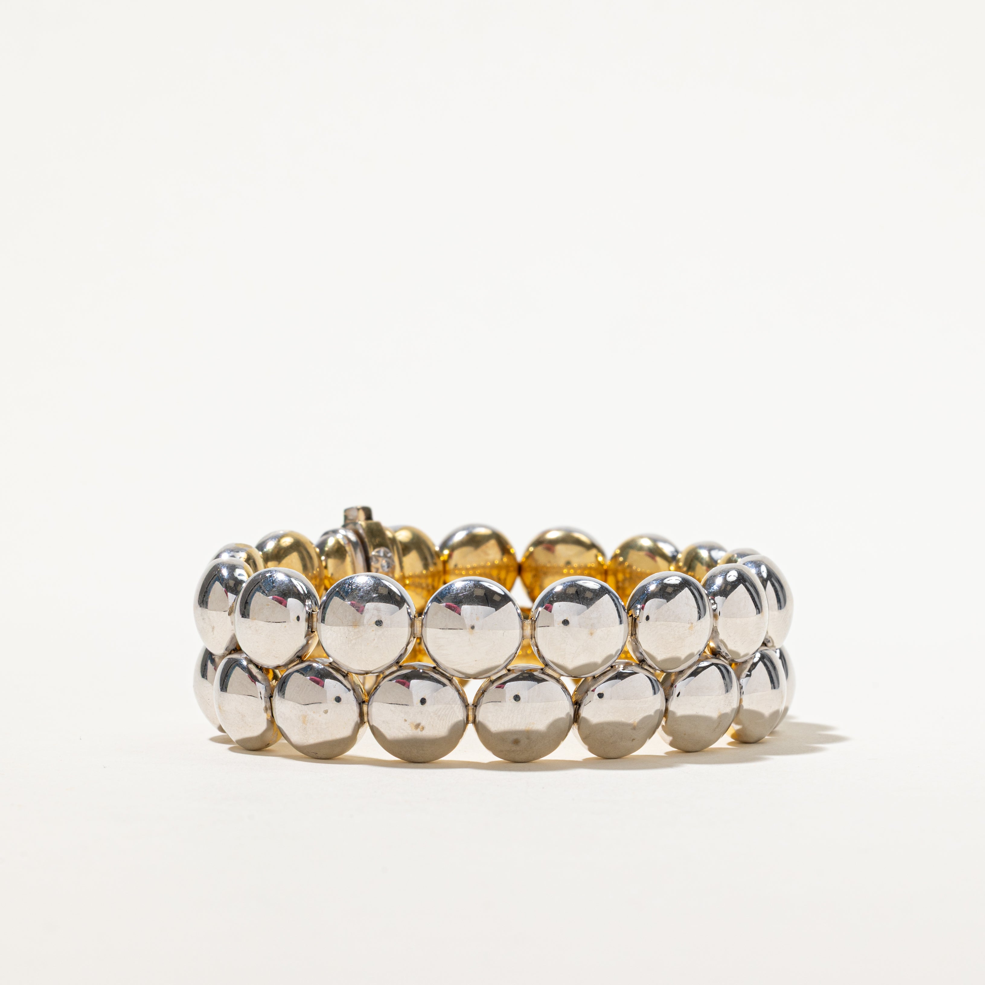18k White & Yellow Gold Reversible Bauble Bracelet | 6.5"