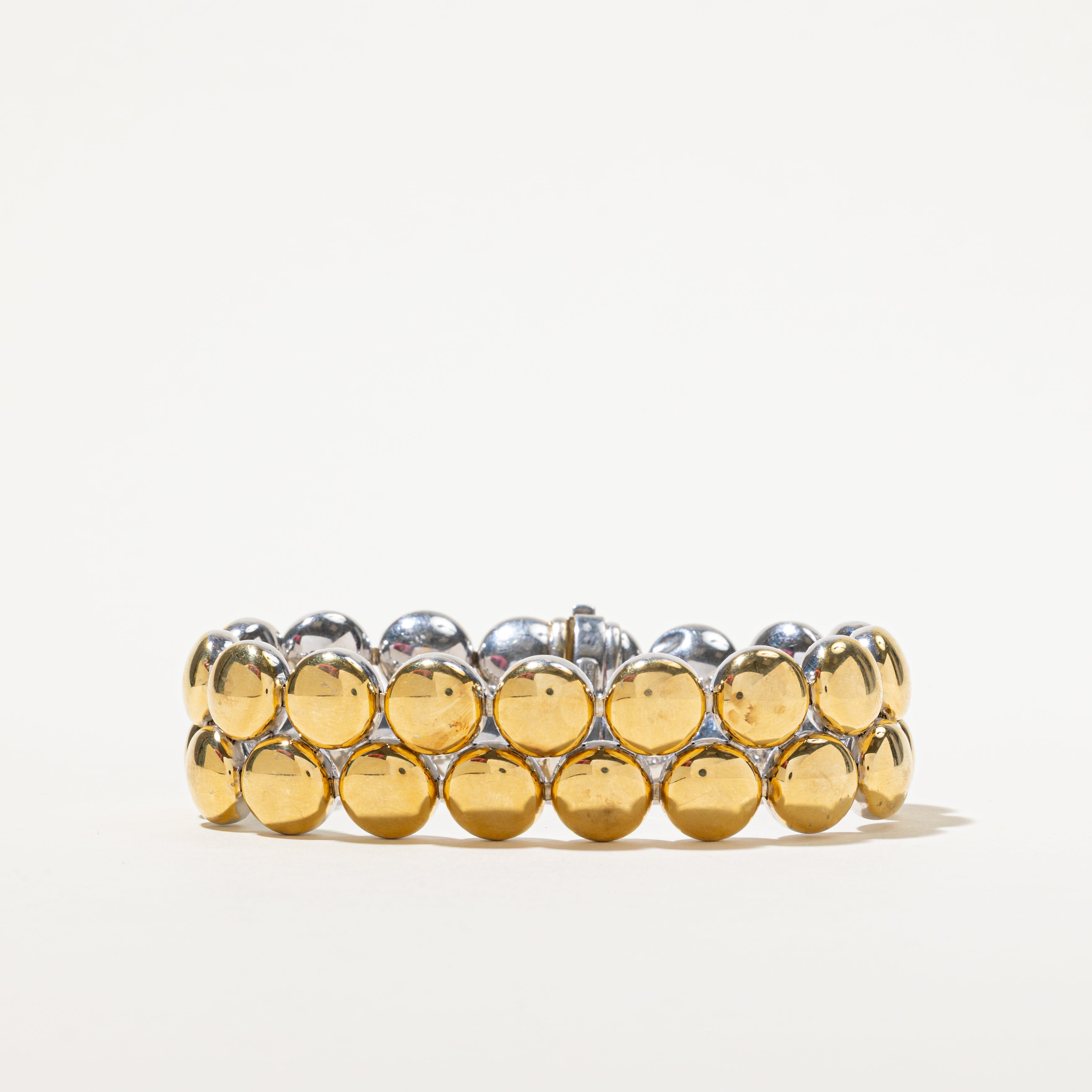 18k White & Yellow Gold Reversible Bauble Bracelet | 6.5"