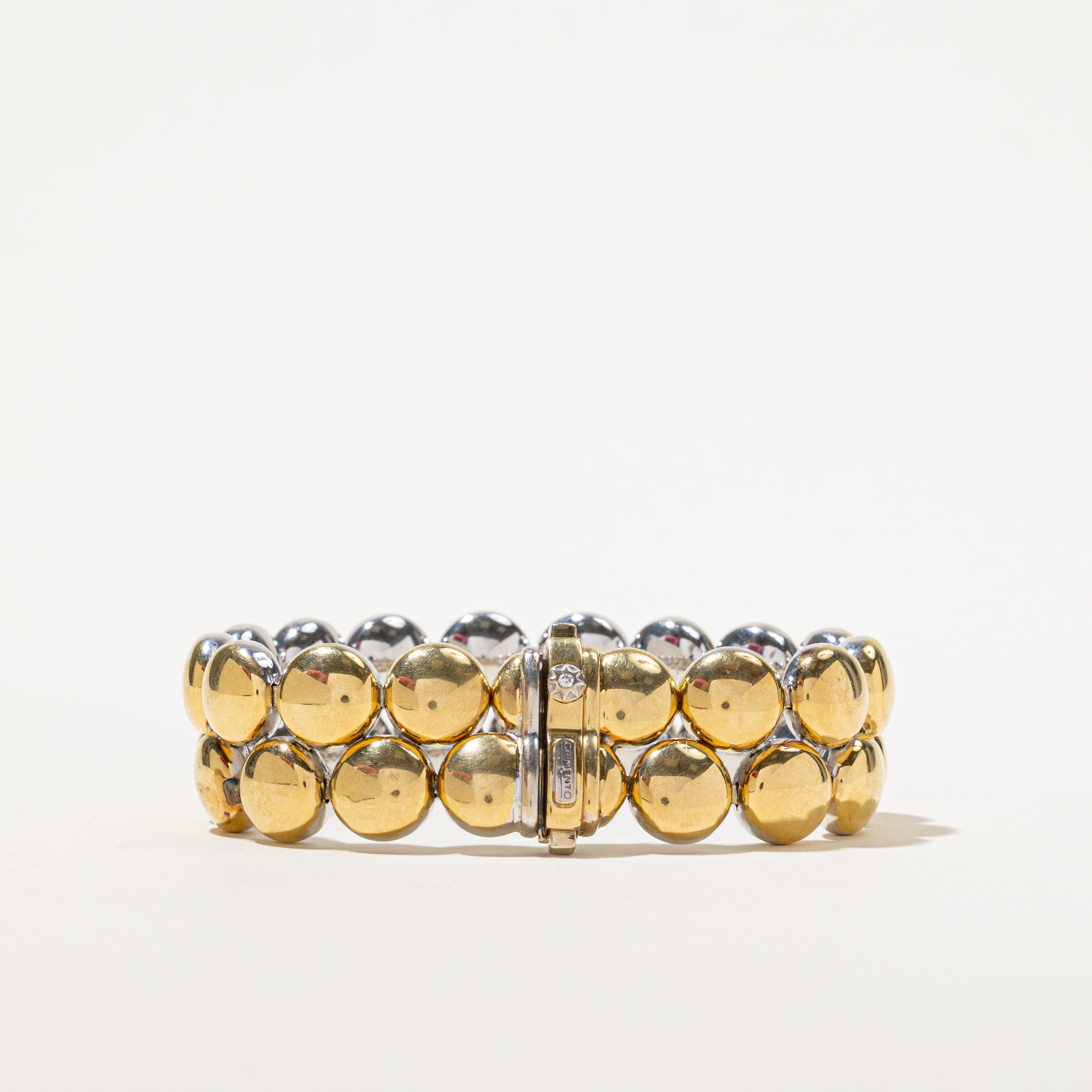 18k White & Yellow Gold Reversible Bauble Bracelet | 6.5"