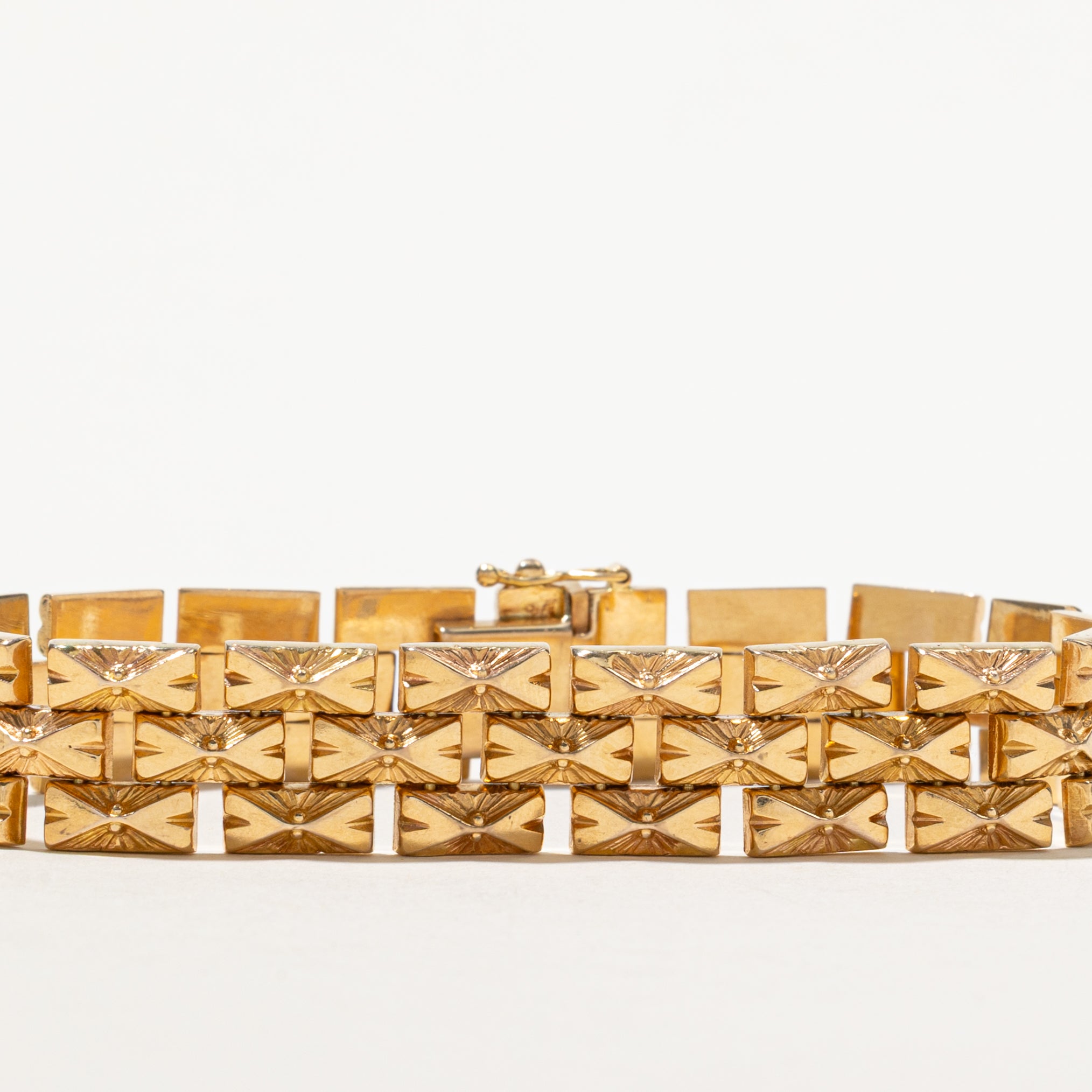 18k Yellow Gold Ornate Panther Link Bracelet | 7.75"