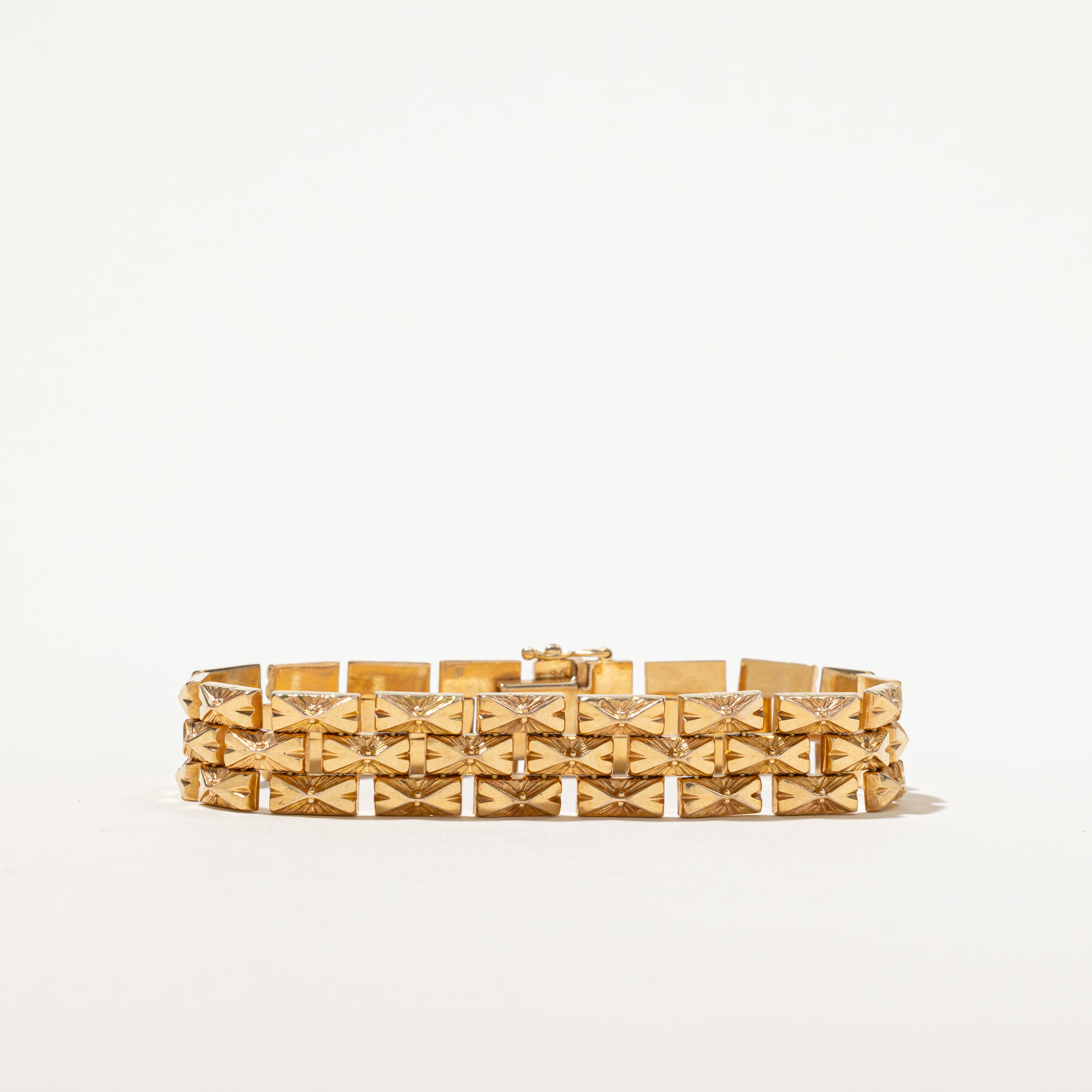 18k Yellow Gold Ornate Panther Link Bracelet | 7.75"