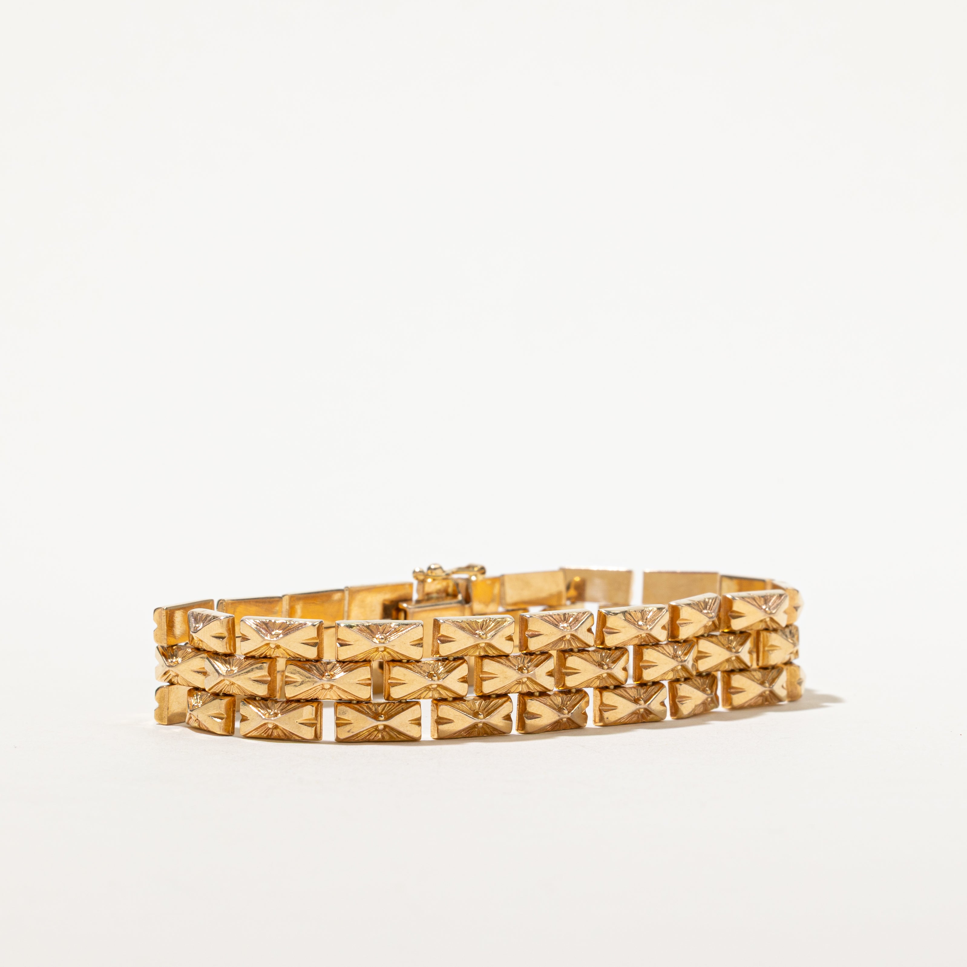 18k Yellow Gold Ornate Panther Link Bracelet | 7.75"