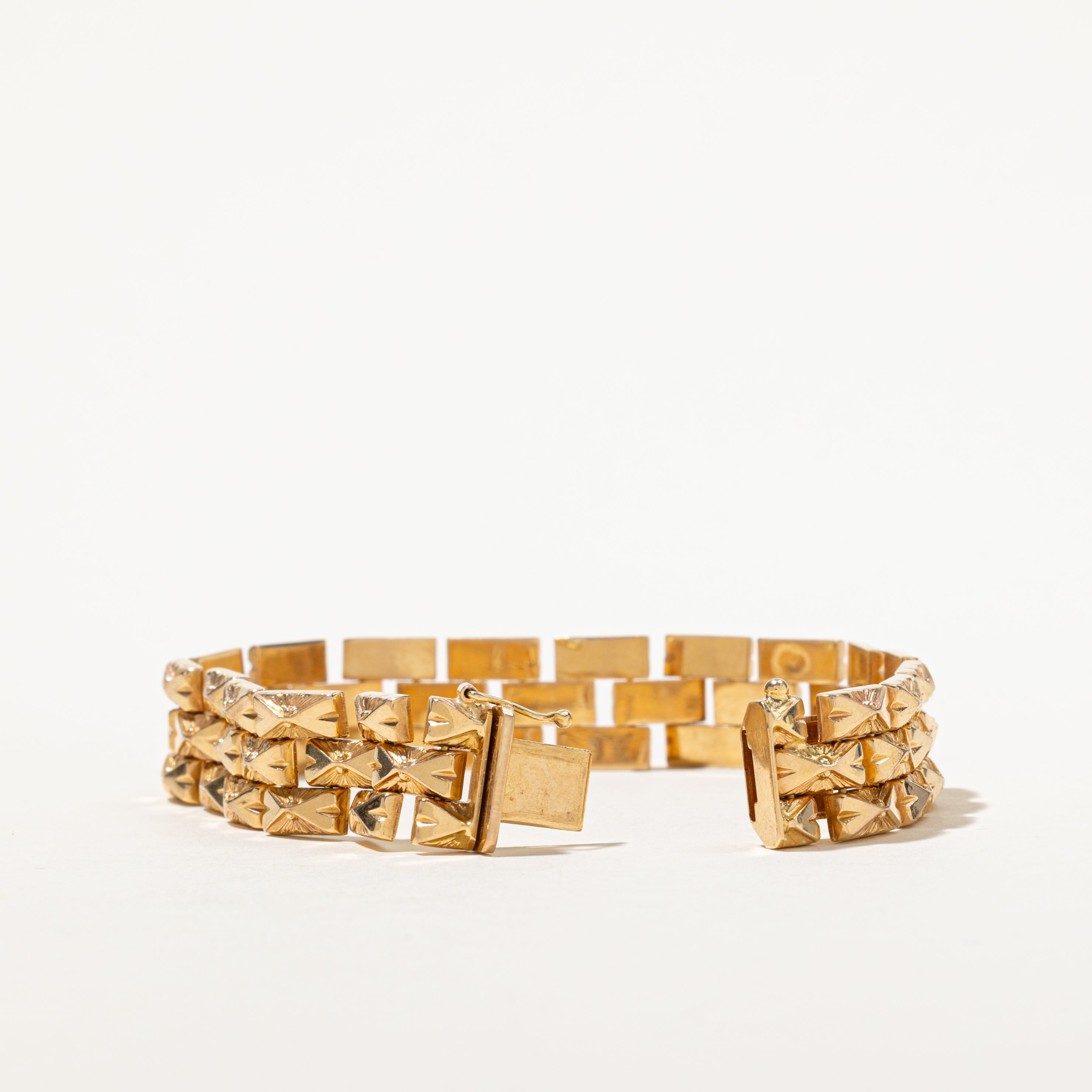 18k Yellow Gold Ornate Panther Link Bracelet | 7.75"