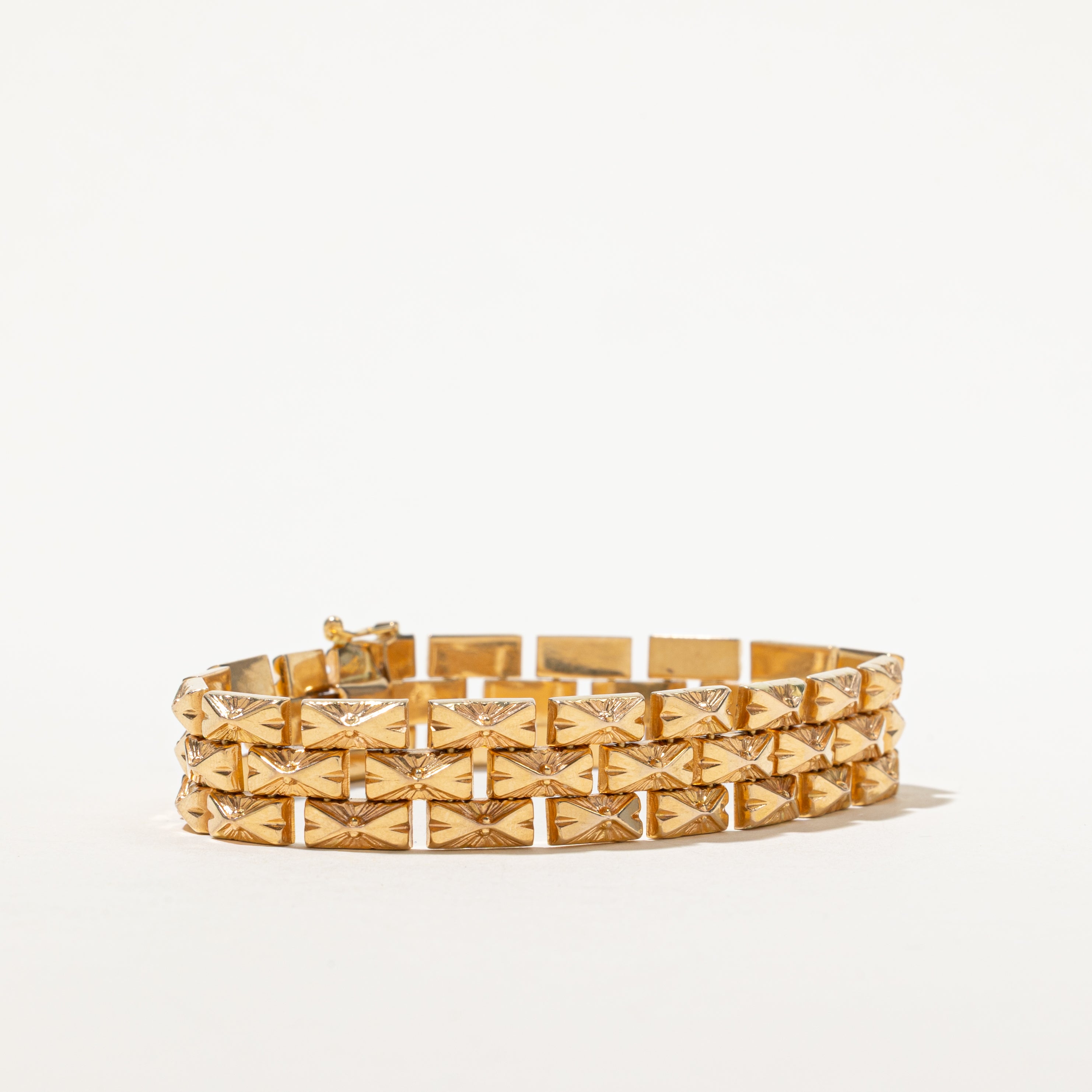 18k Yellow Gold Ornate Panther Link Bracelet | 7.75"