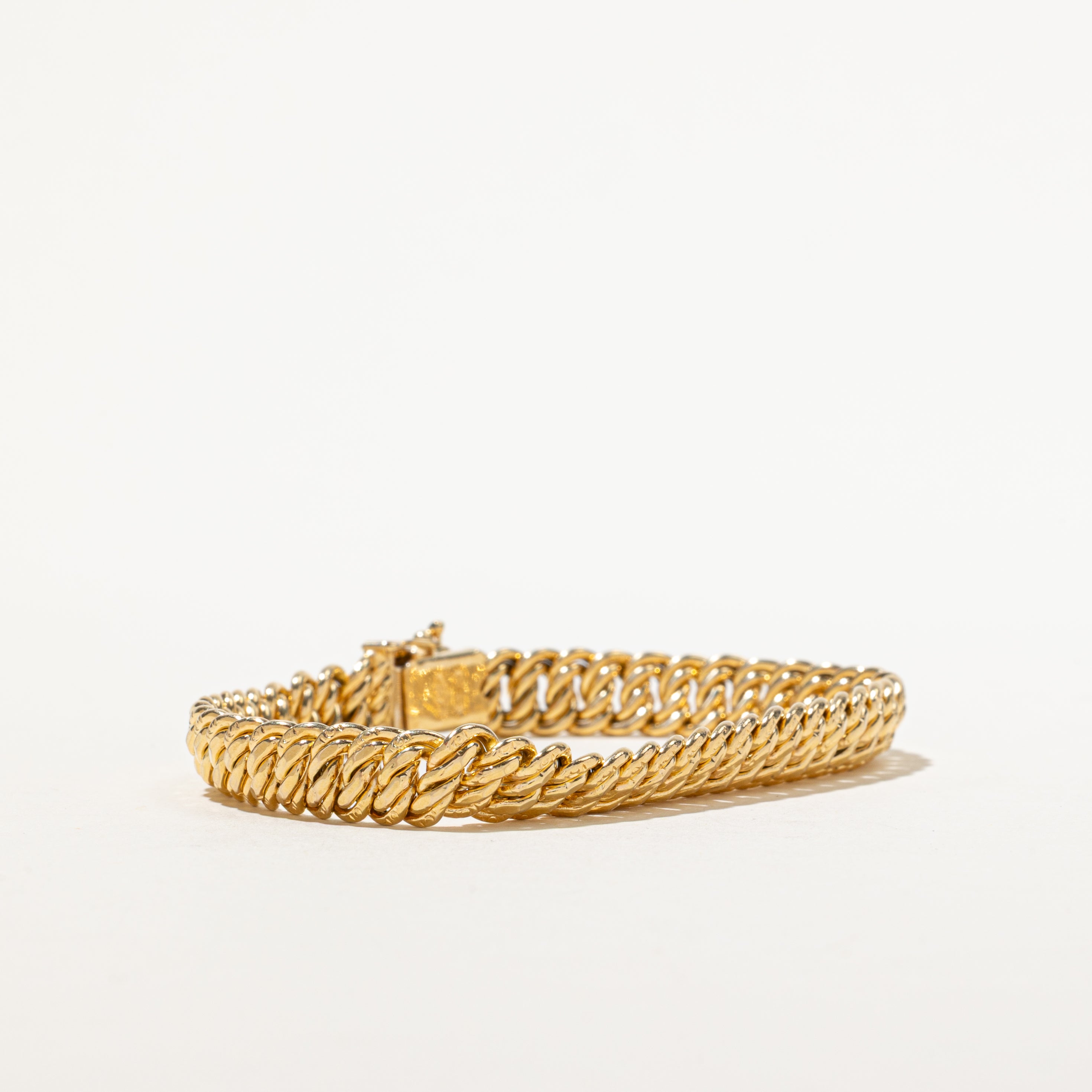 18k Yellow Gold Fancy Double Link Bracelet | 7"
