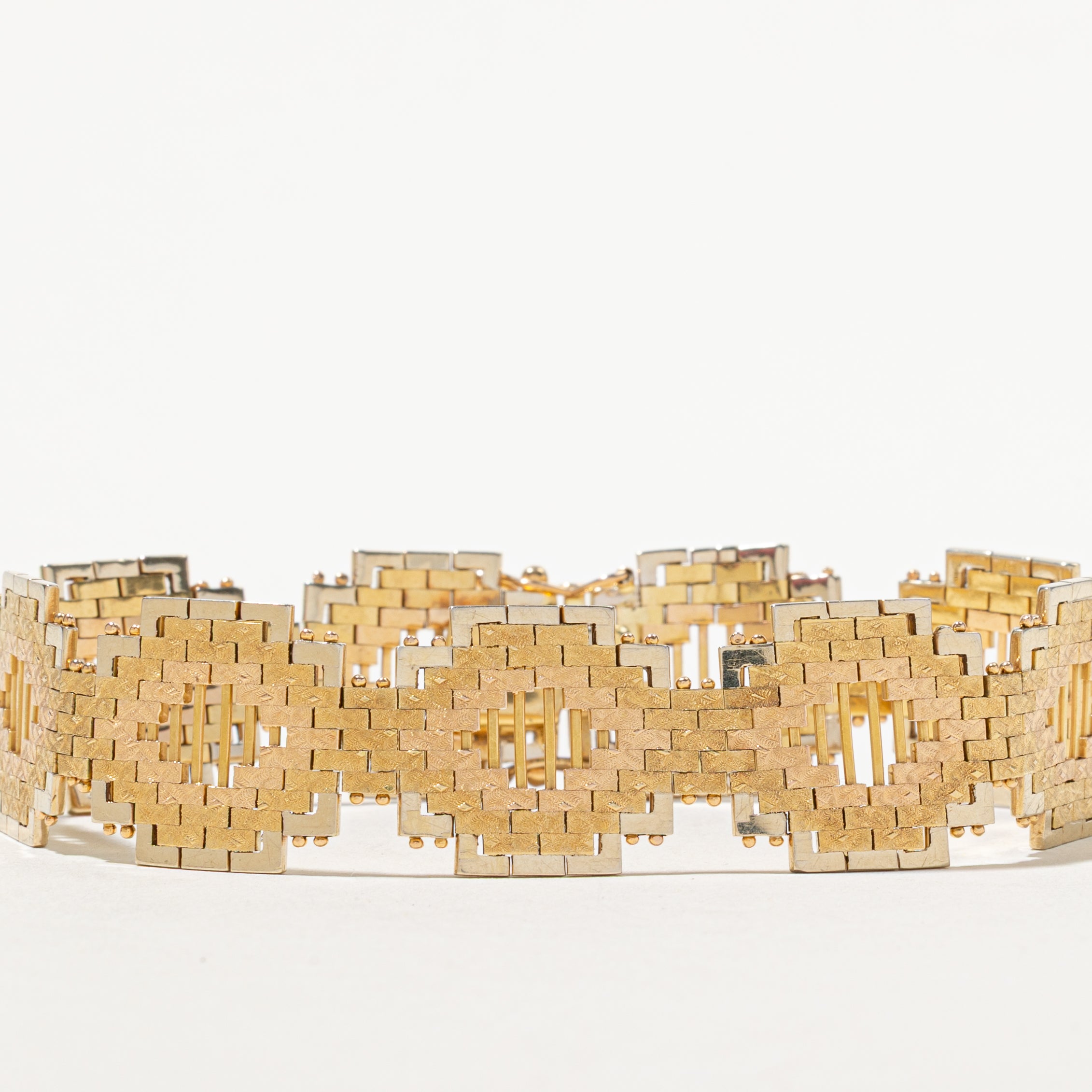 18k White, Yellow & Rose Gold Pixel Bracelet | 8"