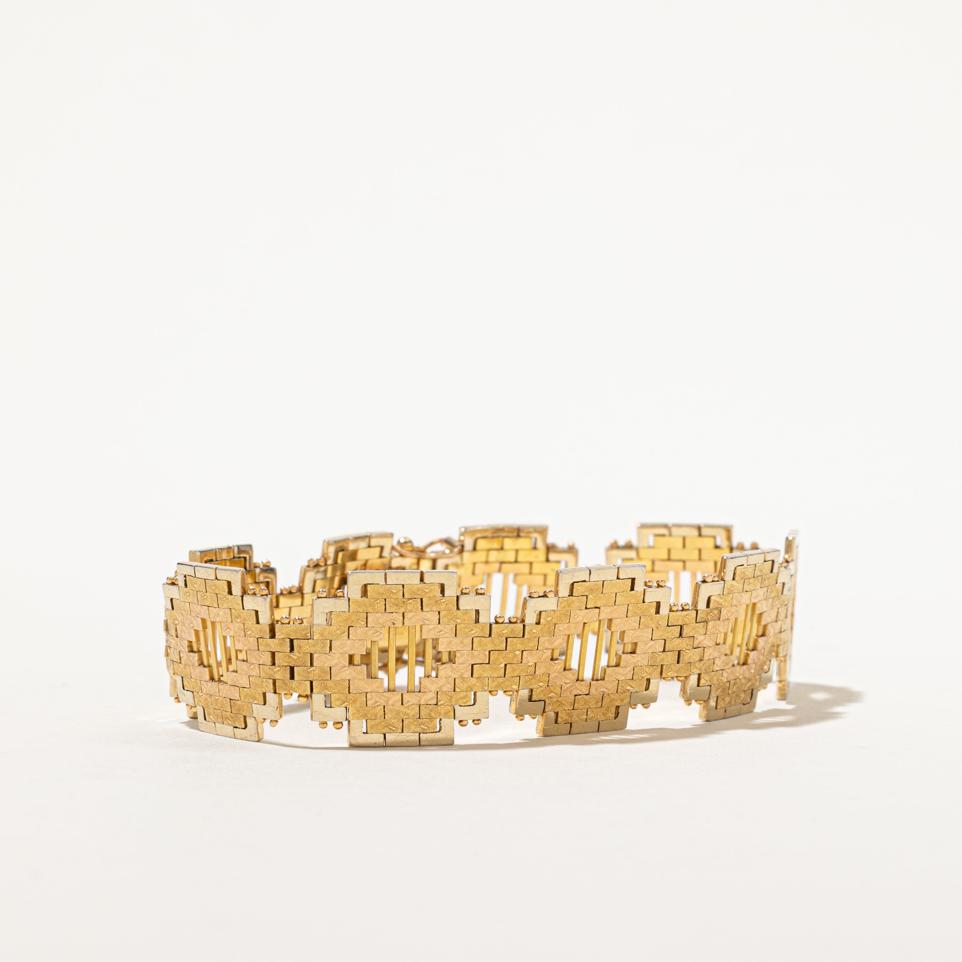 18k White, Yellow & Rose Gold Pixel Bracelet | 8"