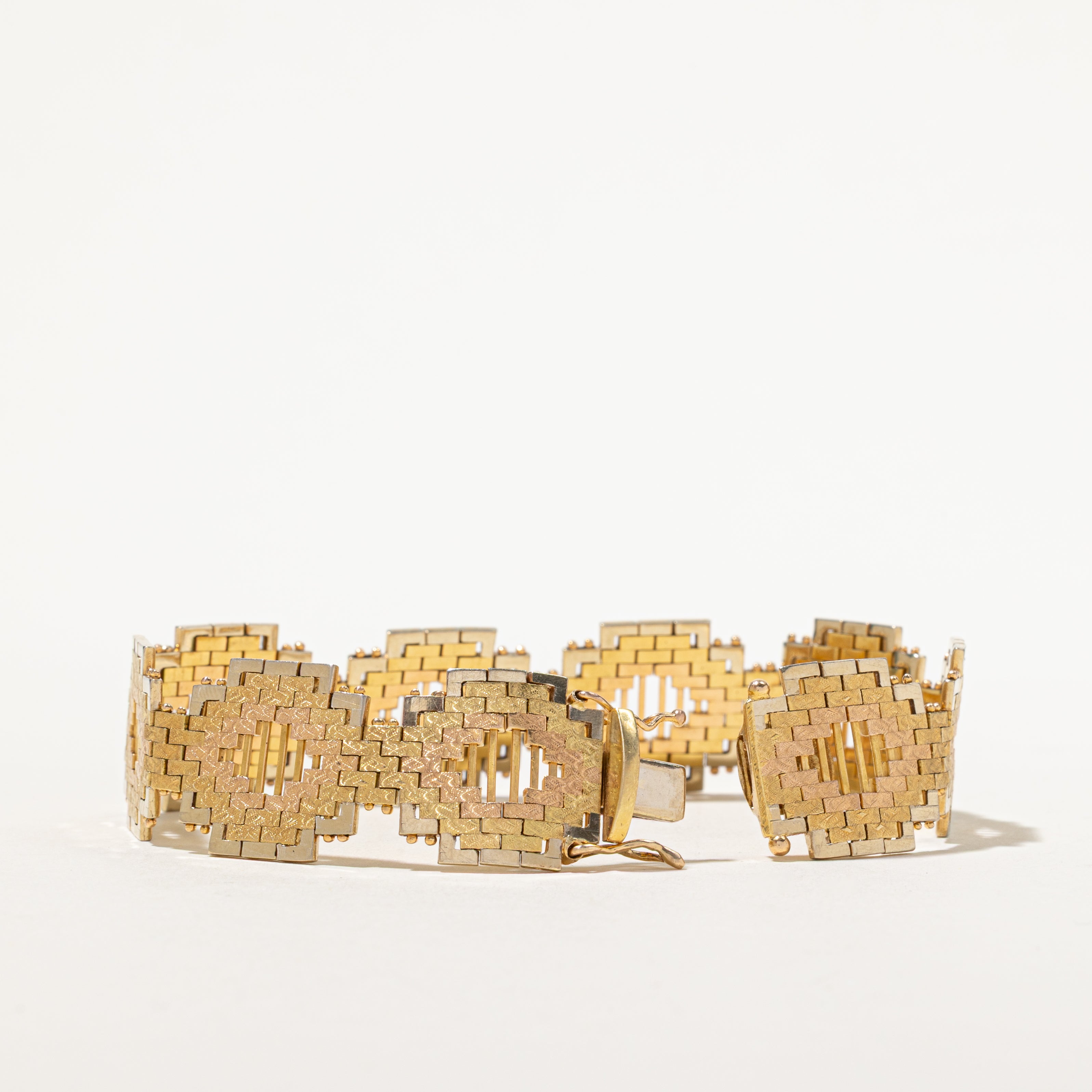 18k White, Yellow & Rose Gold Pixel Bracelet | 8"