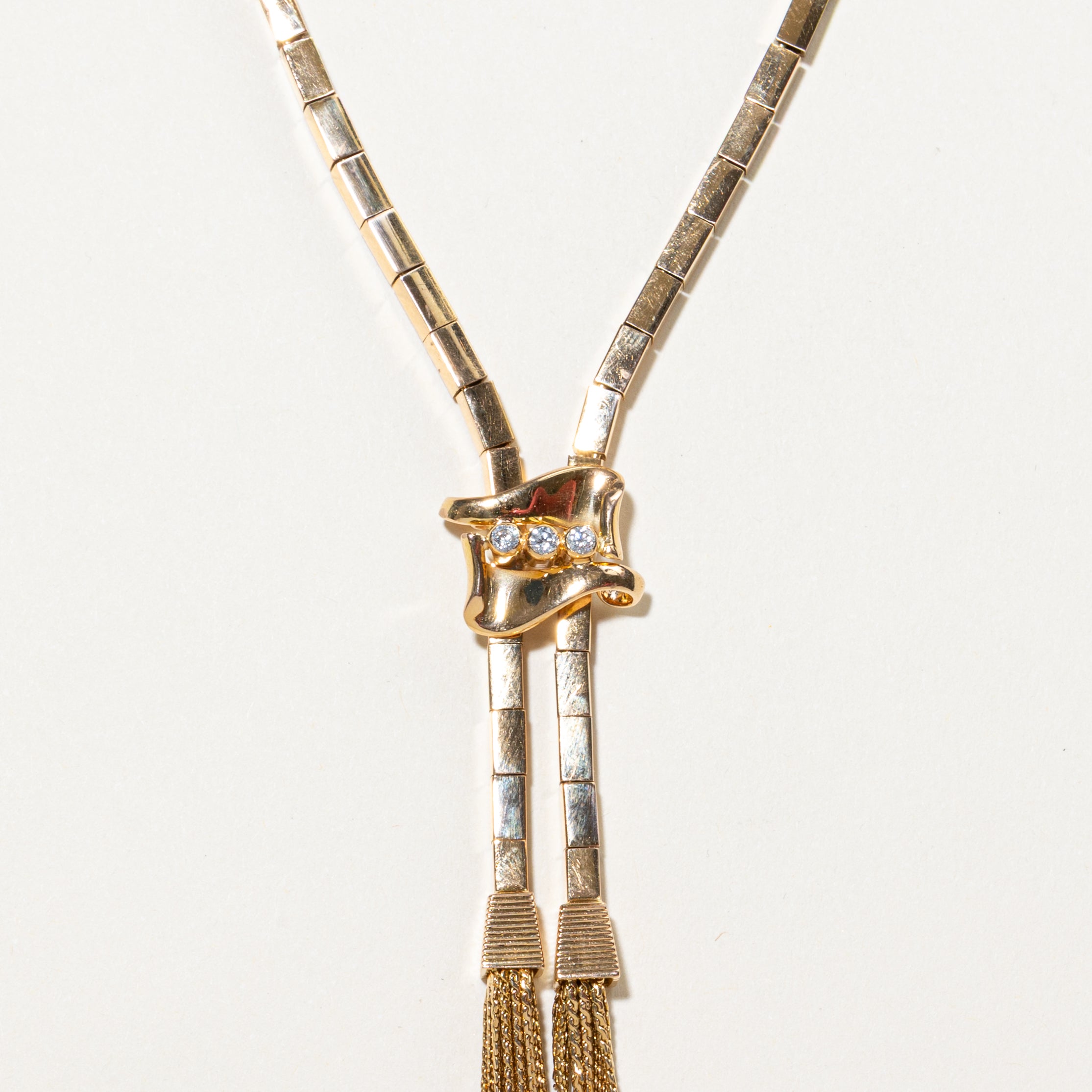 18k Yellow Gold Diamond Tassle Necklace | 0.15ct | 21"