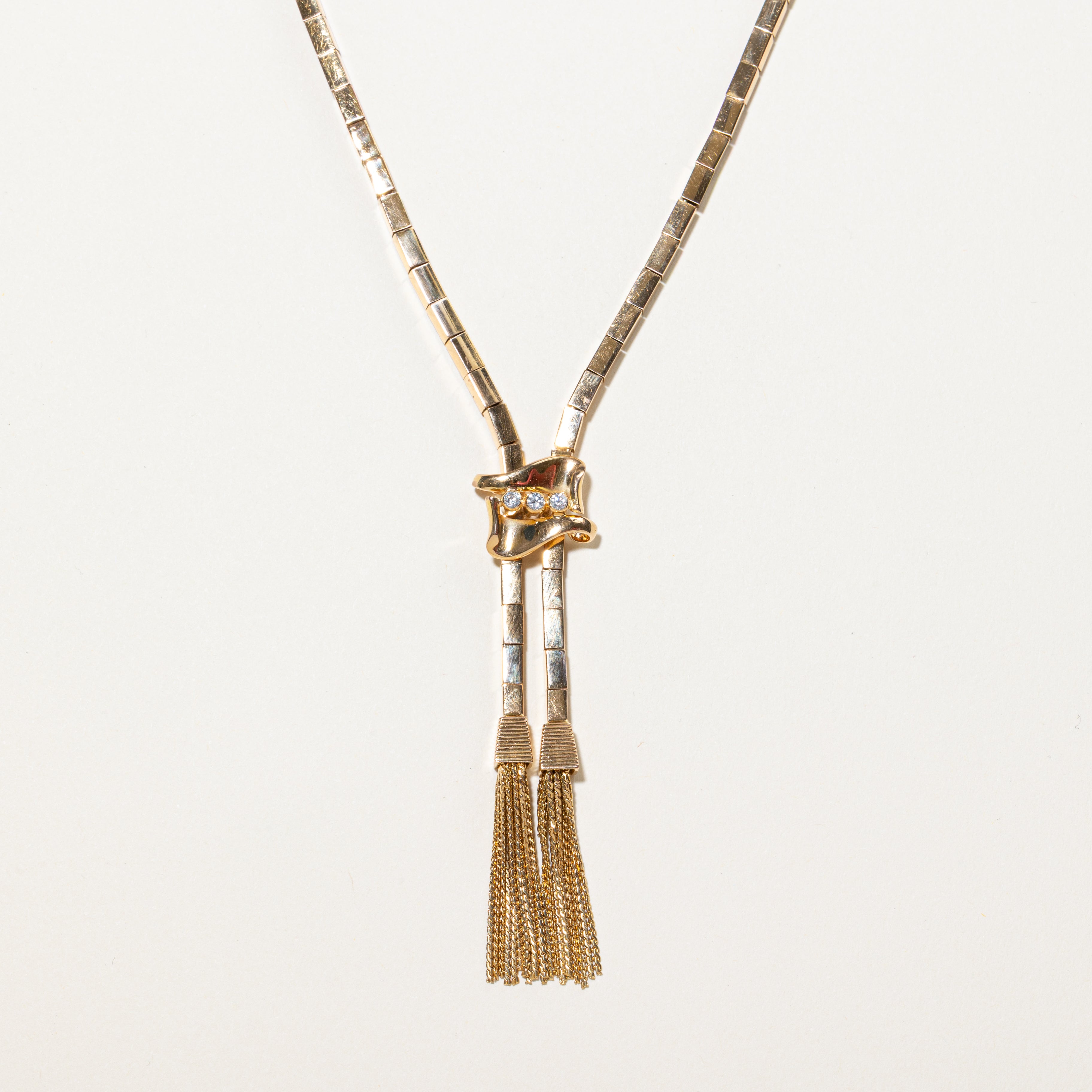 18k Yellow Gold Diamond Tassle Necklace | 0.15ct | 21"