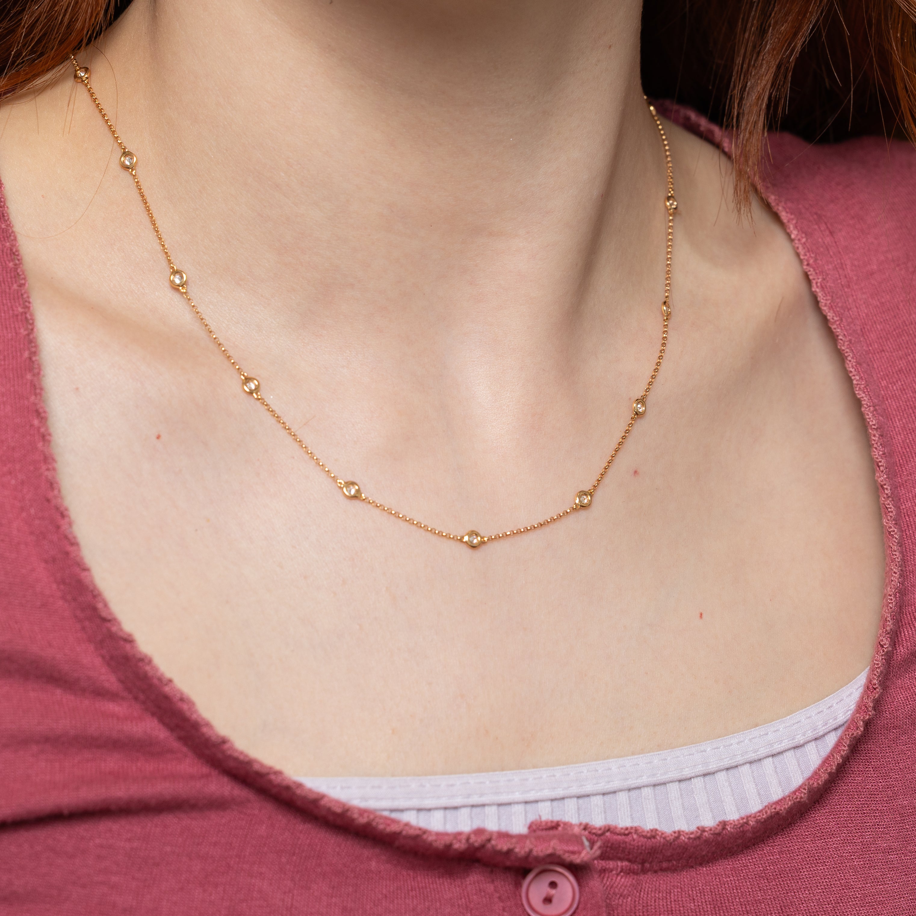 18k Satellite Diamond Chain Necklace | 0.54ctw | 18"