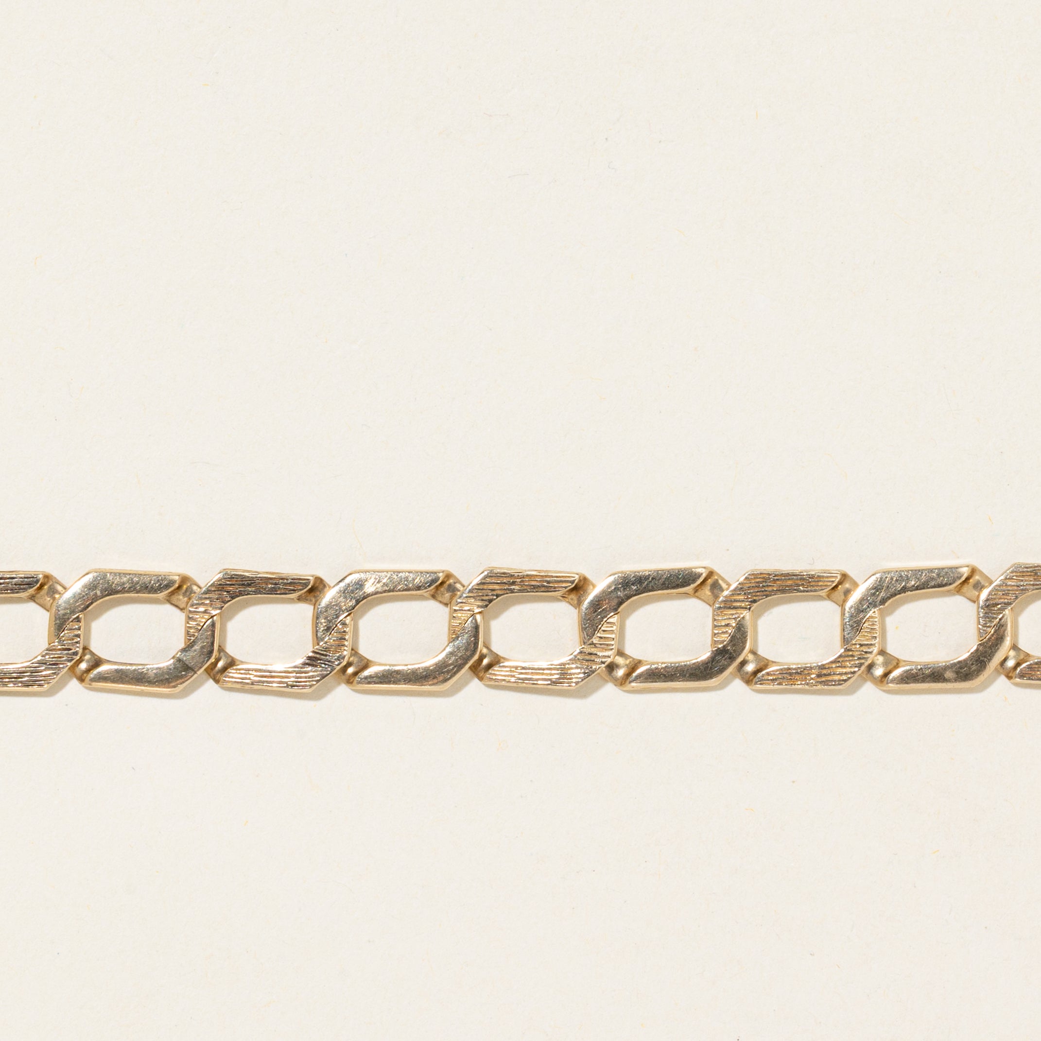 10k Yellow Gold Textured Curb Link Bracelet | 7.5"