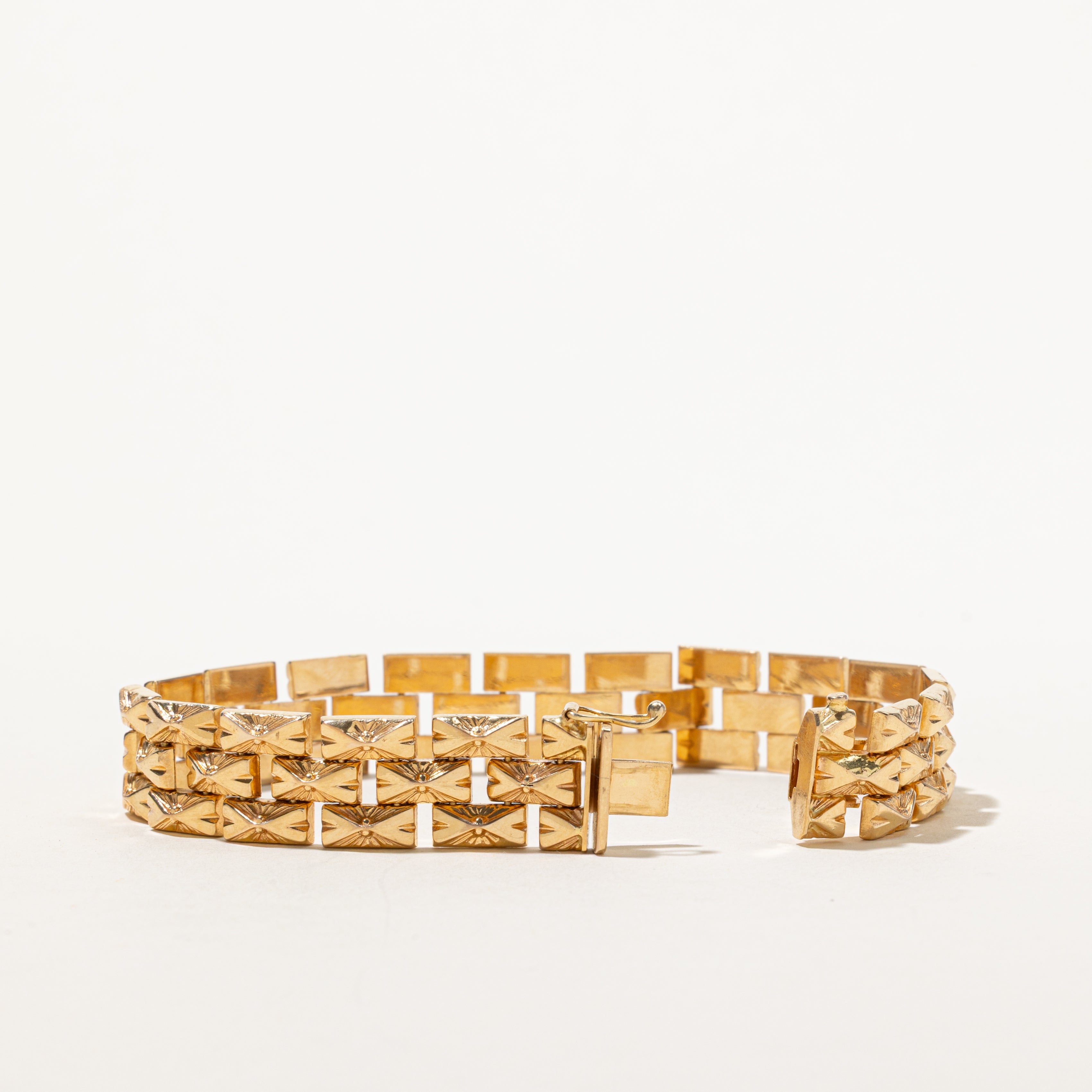 18k Yellow Gold Ornate Panther Link Bracelet | 7.75"