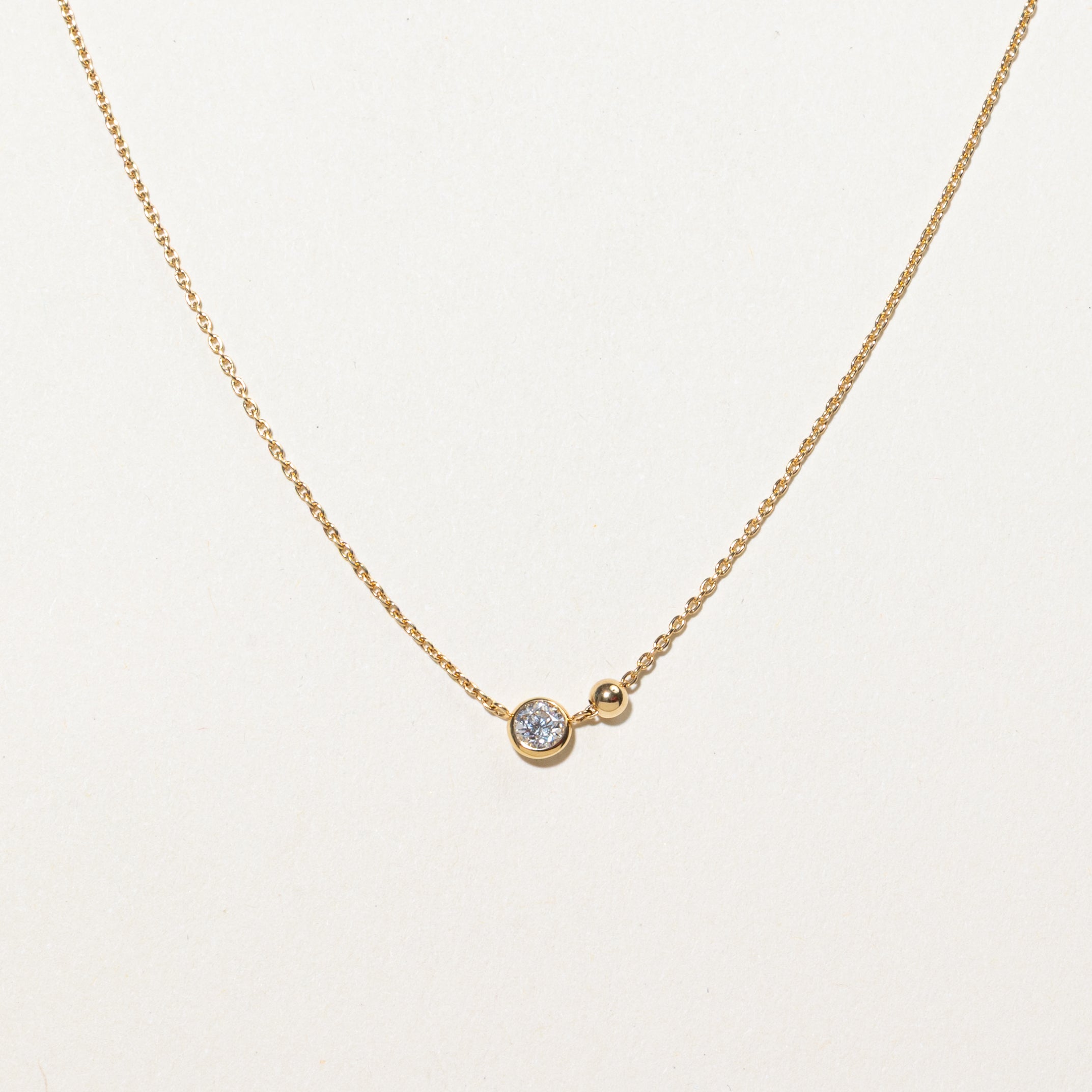 18k Bezel Set Diamond Pendant Necklace | 0.23ct | 26"