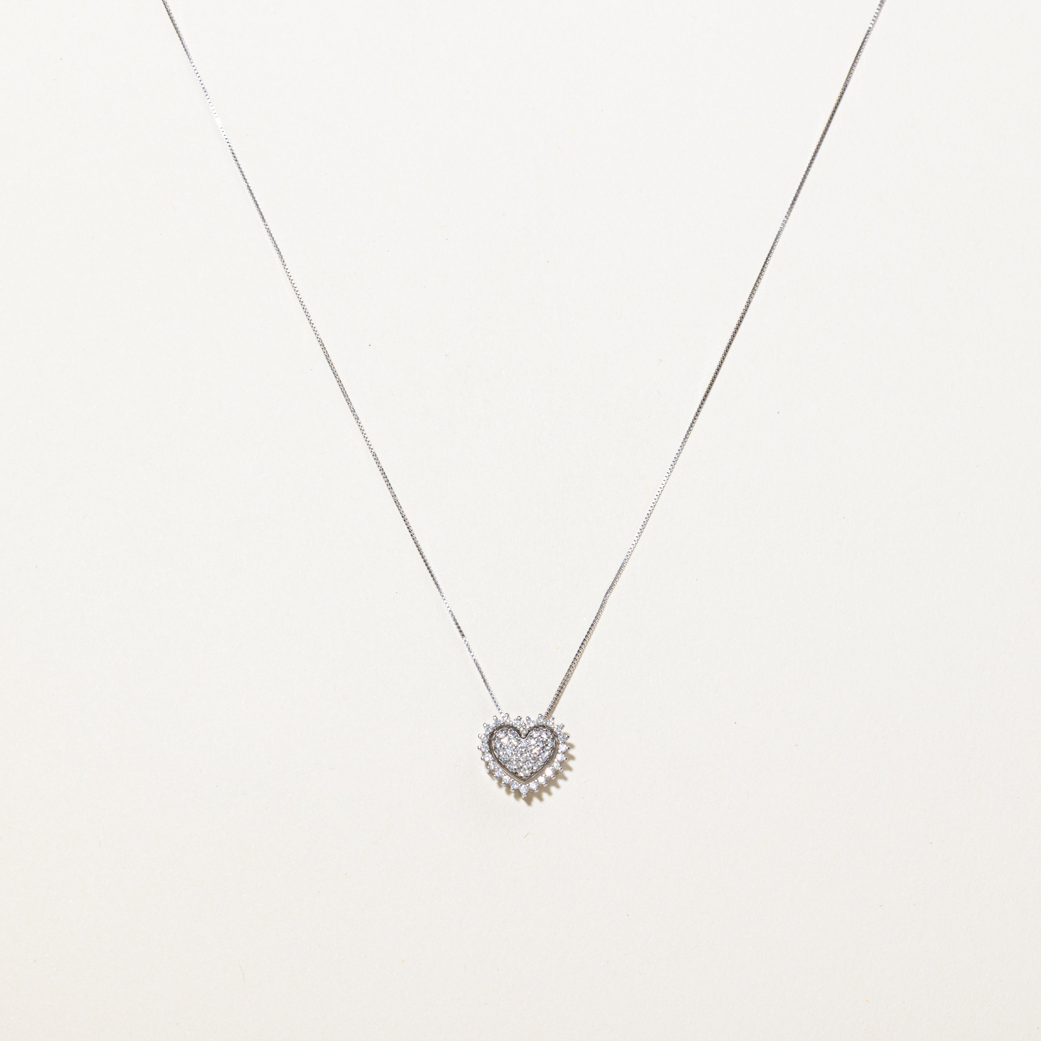 18k Diamond Petal Heart Pendant Necklace | 0.25ctw | 20"