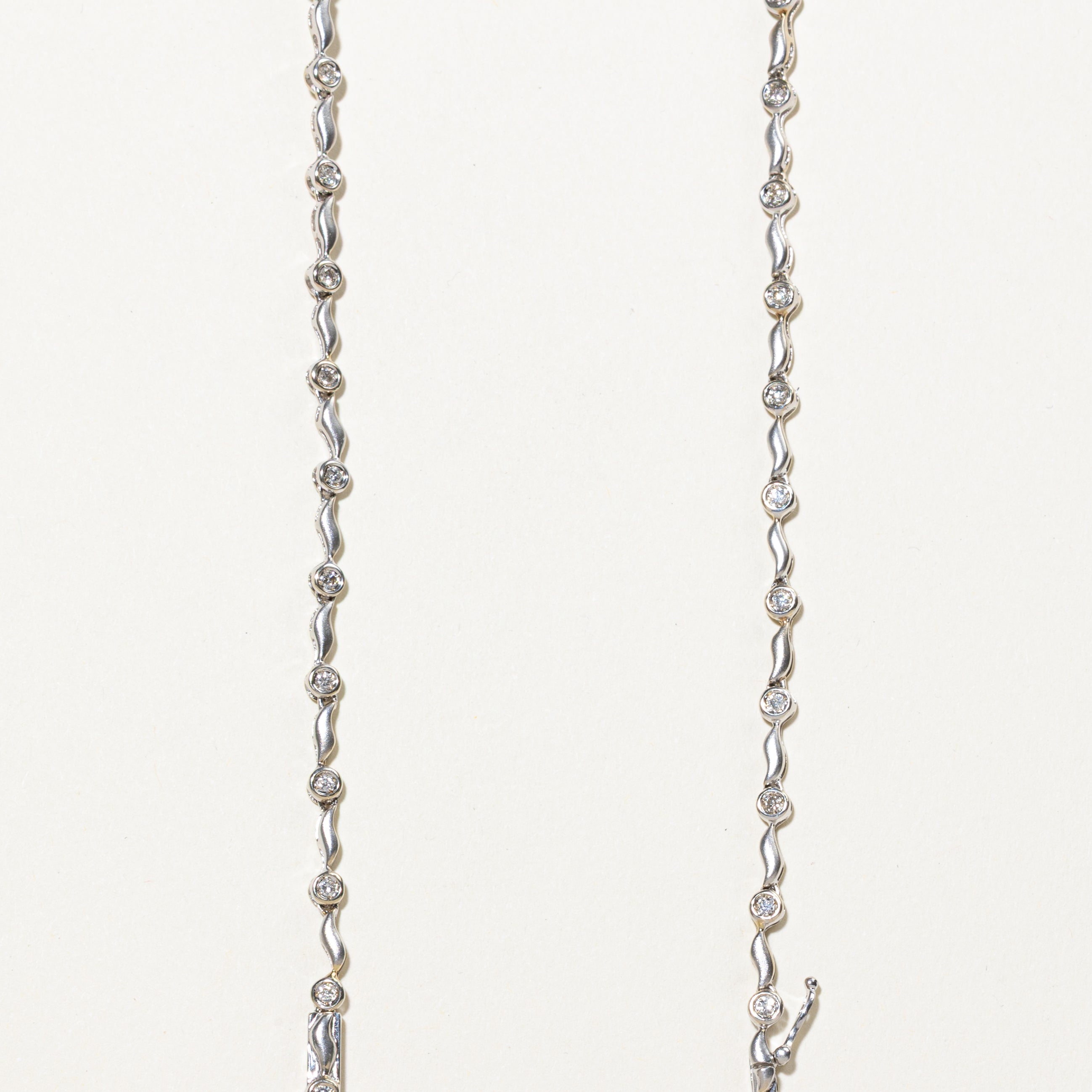 White Gold Diamond Swirl Link Tennis Necklace | 0.96ctw | 17"