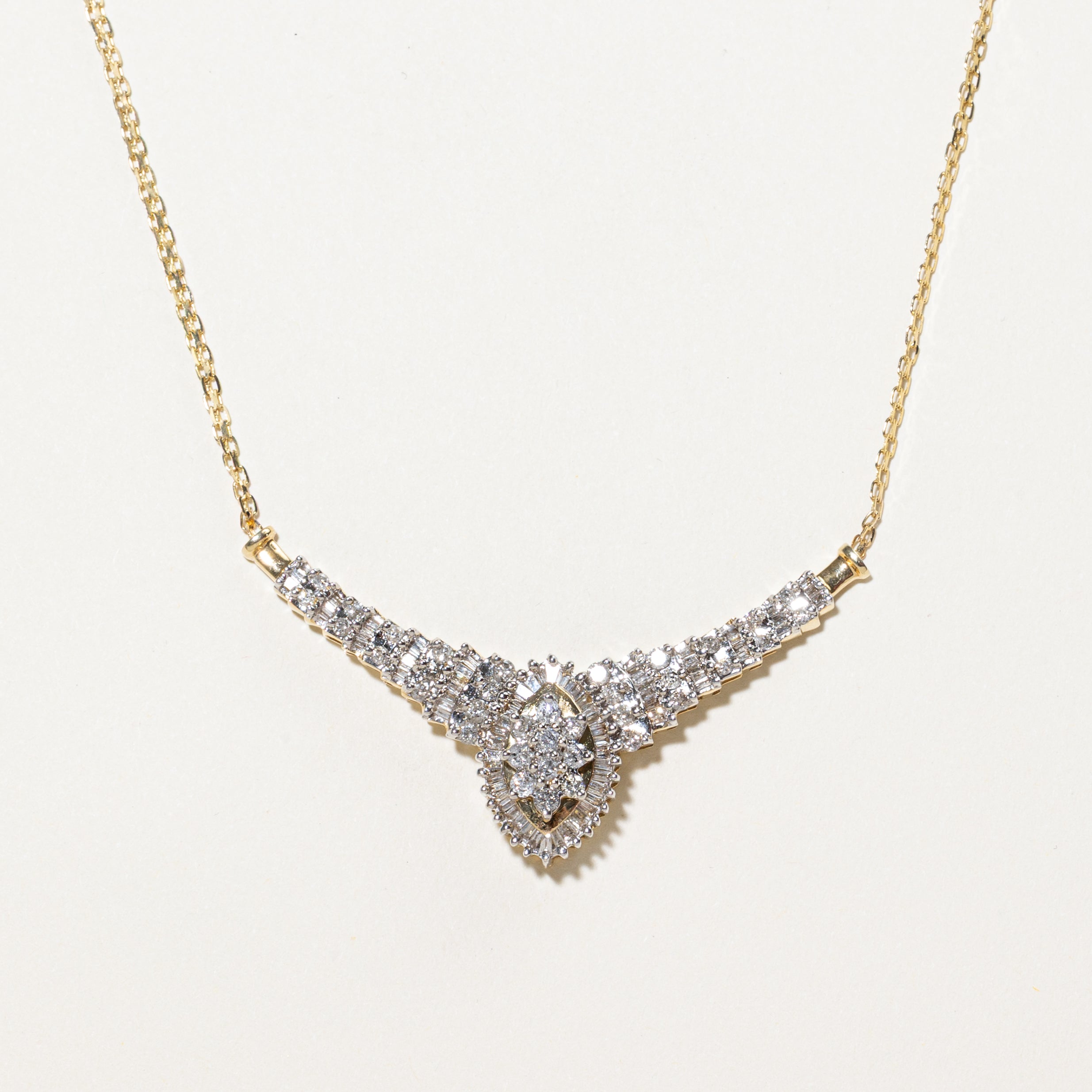 Mixed Cut Diamond Cluster Pendant Necklace | 1.50ctw | 17.5"