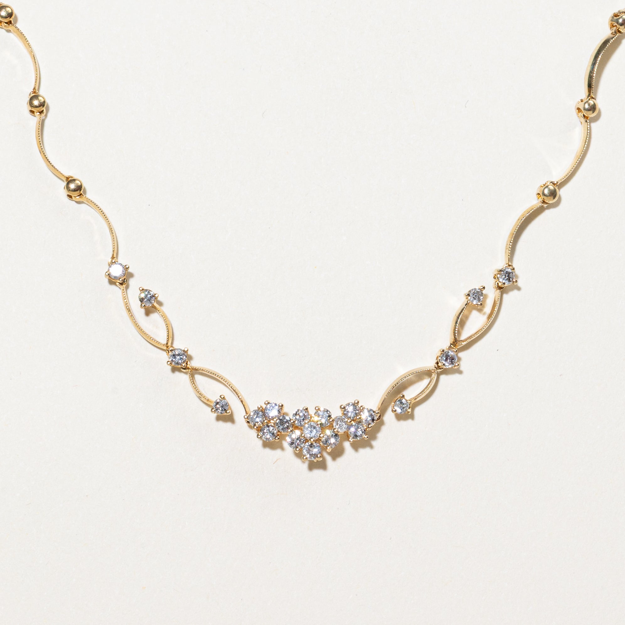 Diamond Cluster Pendant Scalloped Necklace | 0.83ctw | 20"