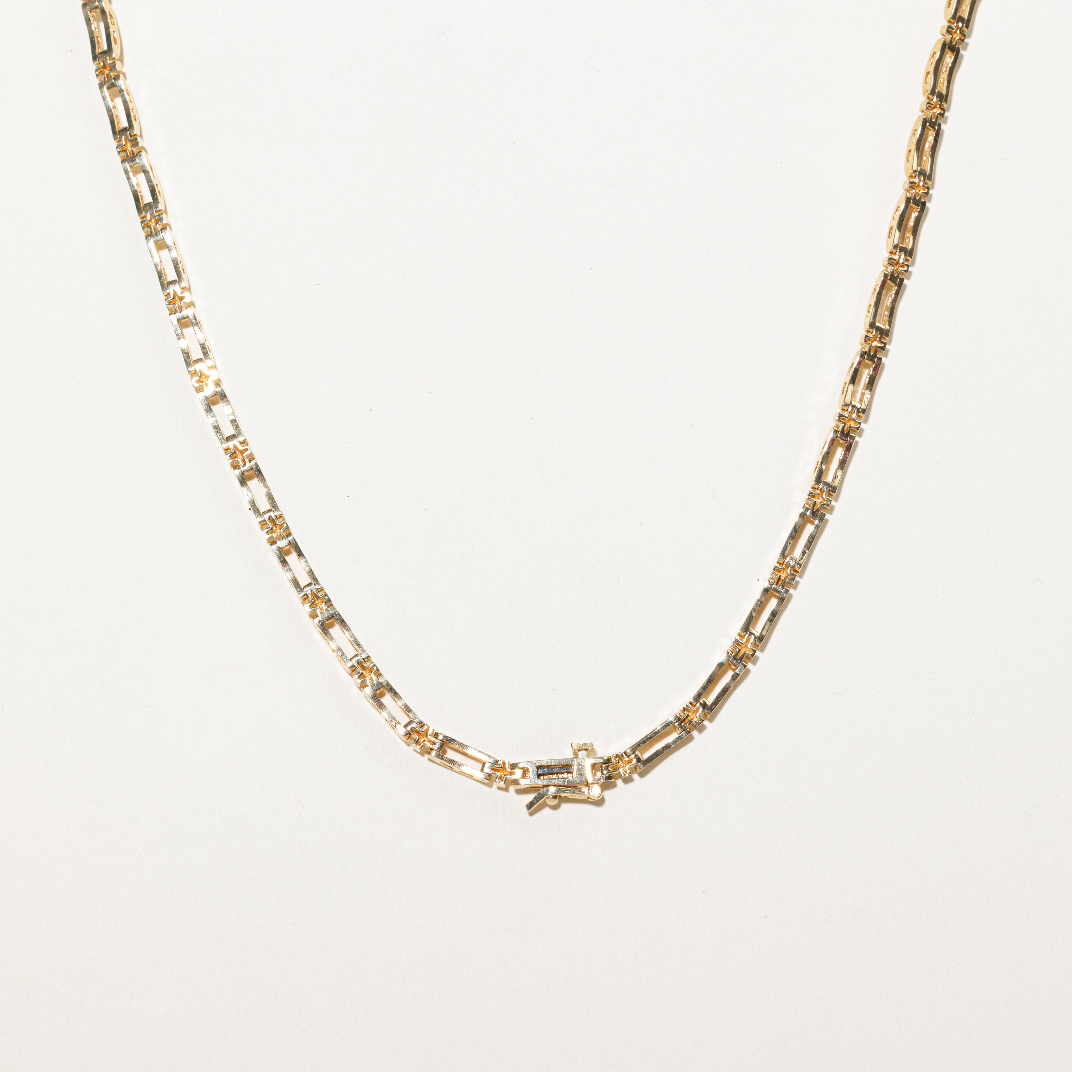 Yellow Gold Diamond Rectangle Link Necklace | 1.26ctw | 16"