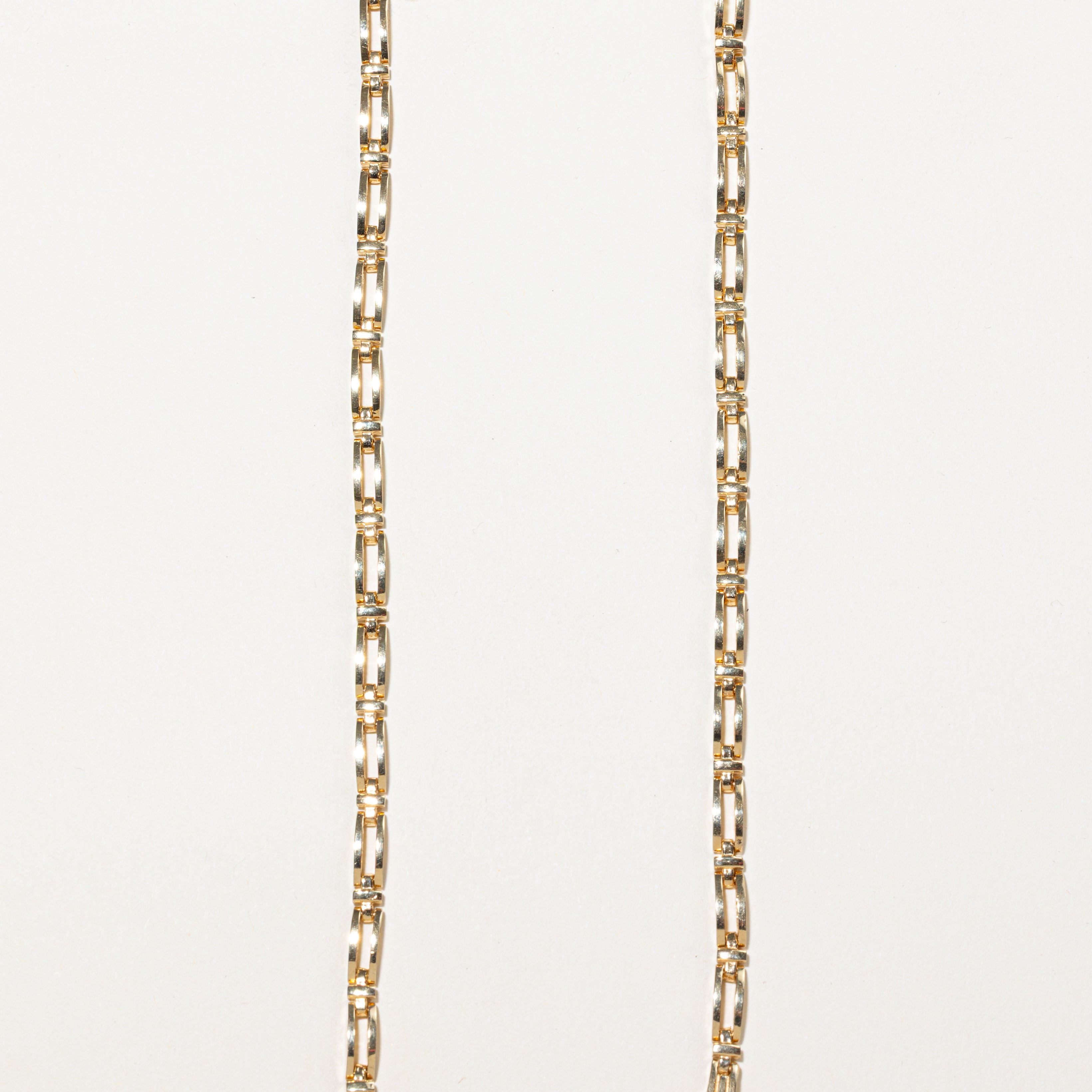 Yellow Gold Diamond Rectangle Link Necklace | 1.26ctw | 16"