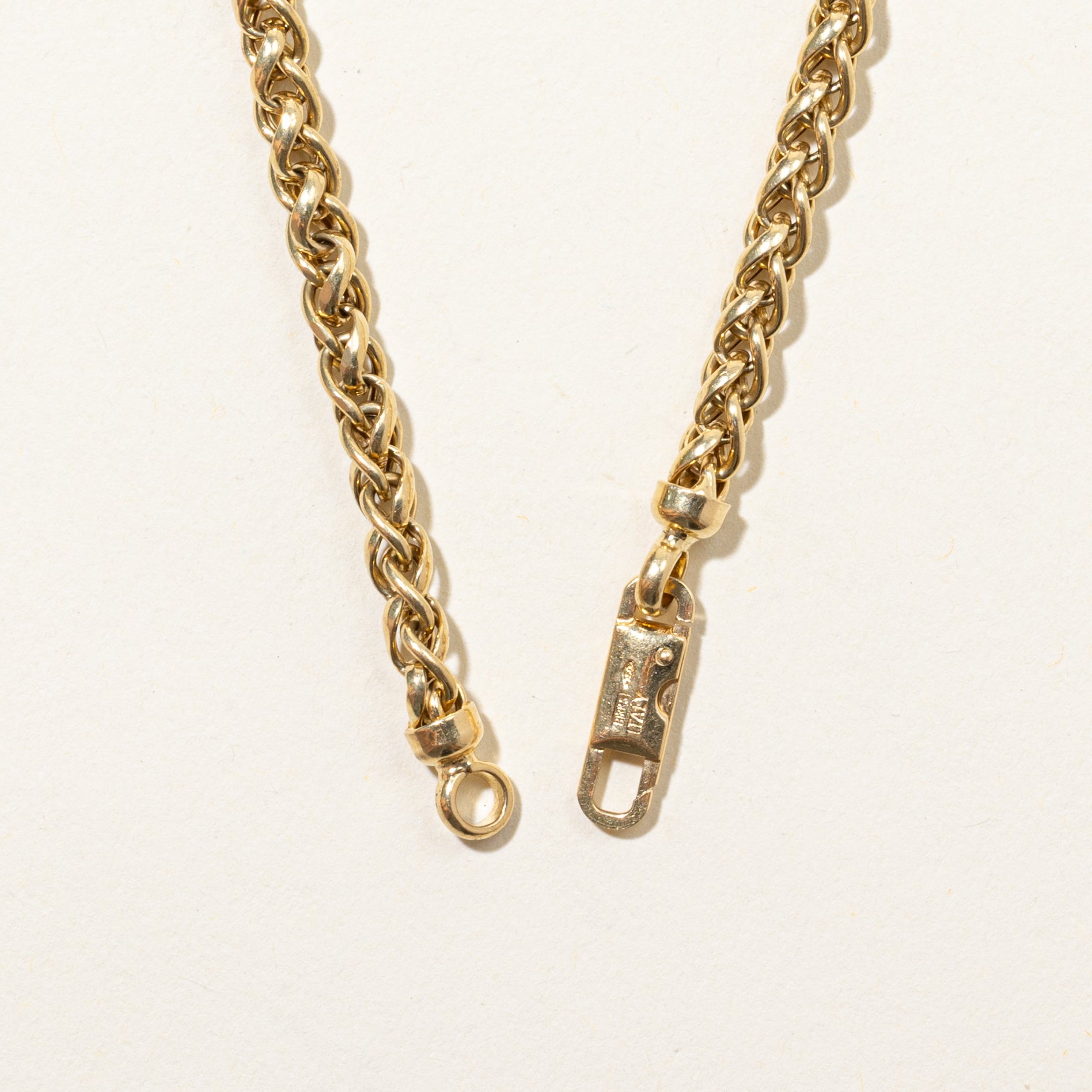 'Birks' 18k Yellow Gold Wheat Chain Bracelet | 7.5"