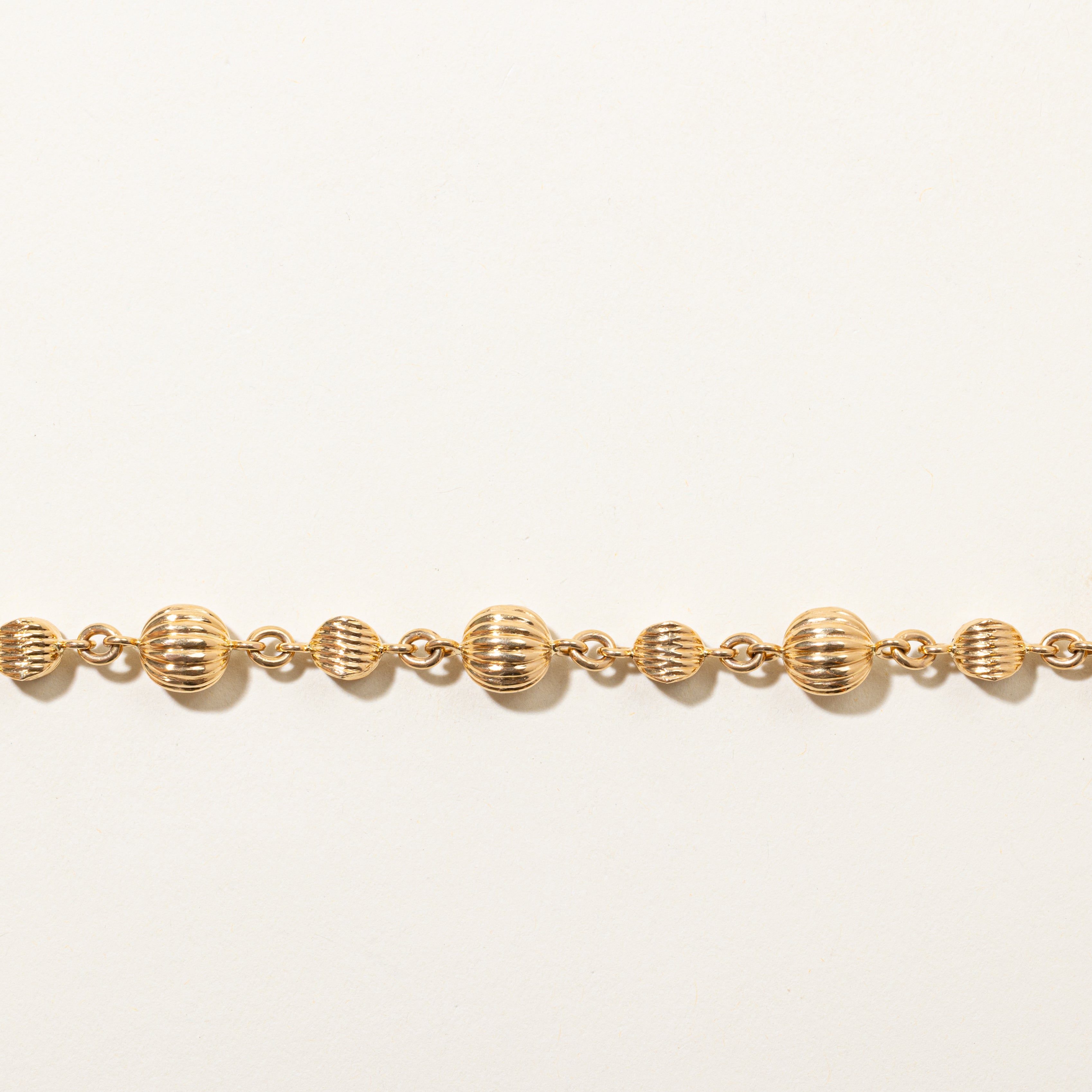 18k Yellow Gold Grooved Bauble Bracelet | 7.5"