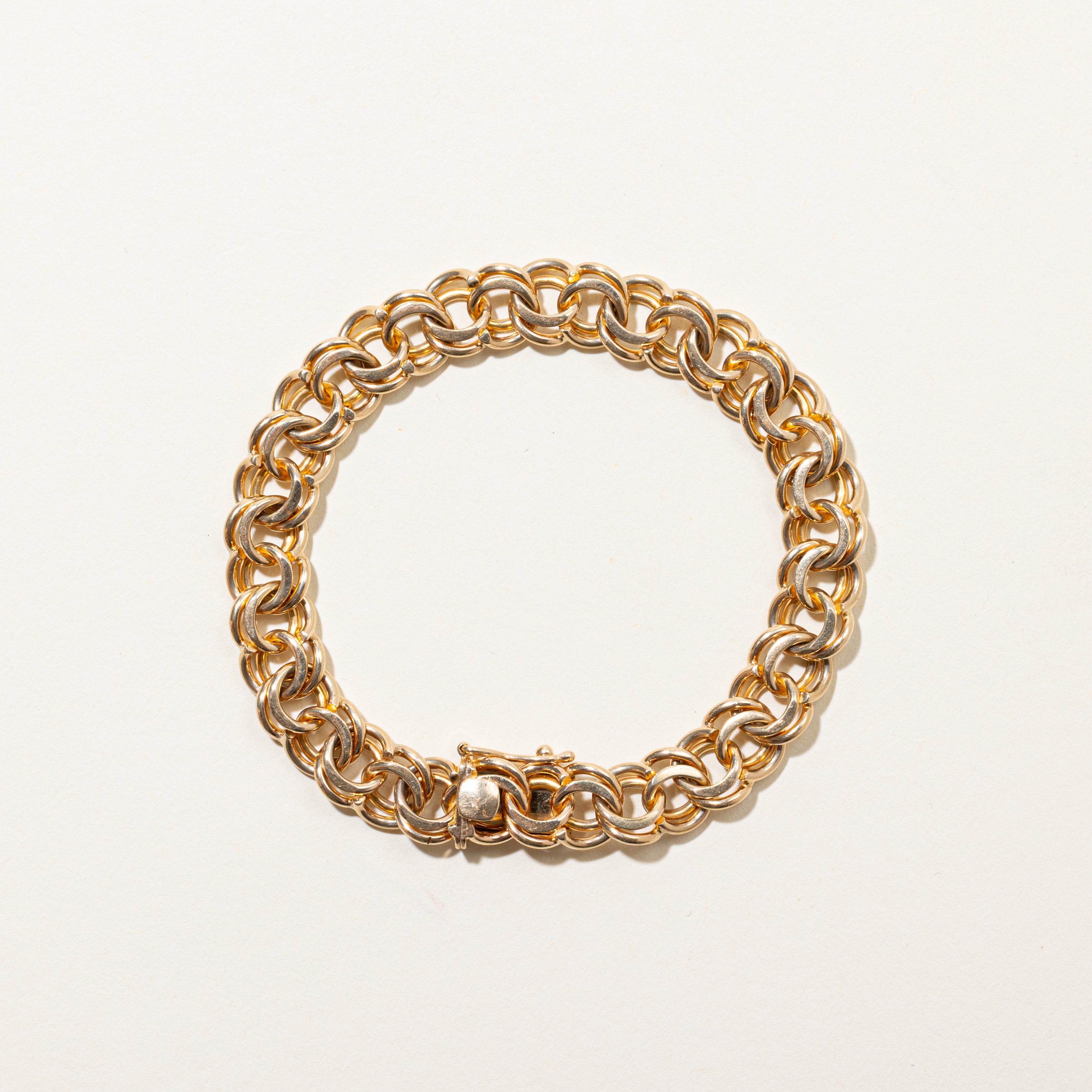 10k Yellow Gold Double Link Chain Bracelet | 7.25"