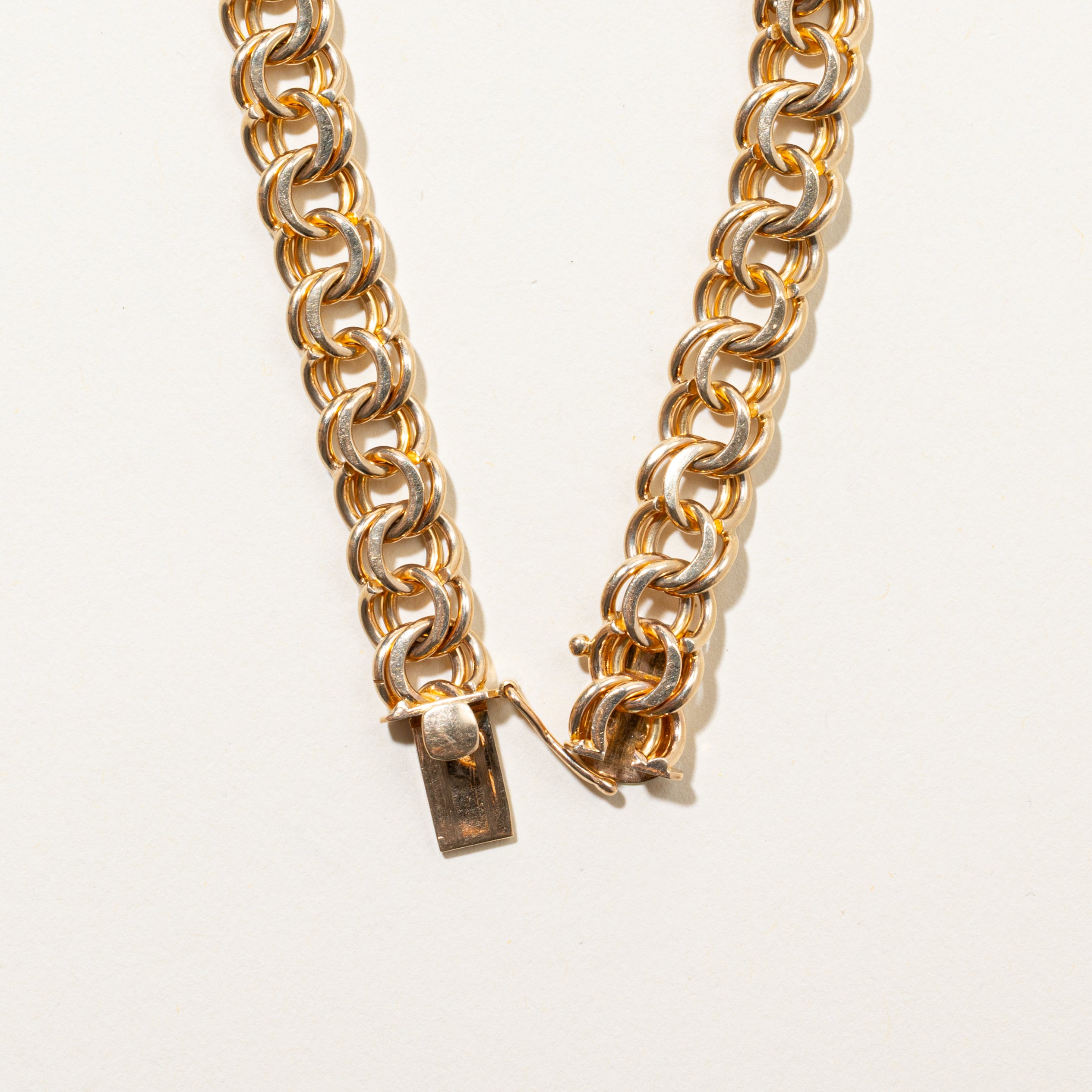 10k Yellow Gold Double Link Chain Bracelet | 7.25"