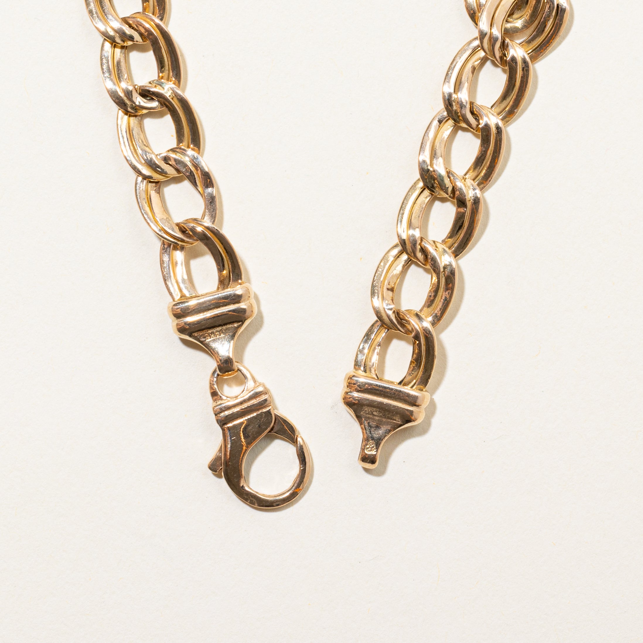 14k Yellow Gold Double Link Chain Bracelet | 7.5"