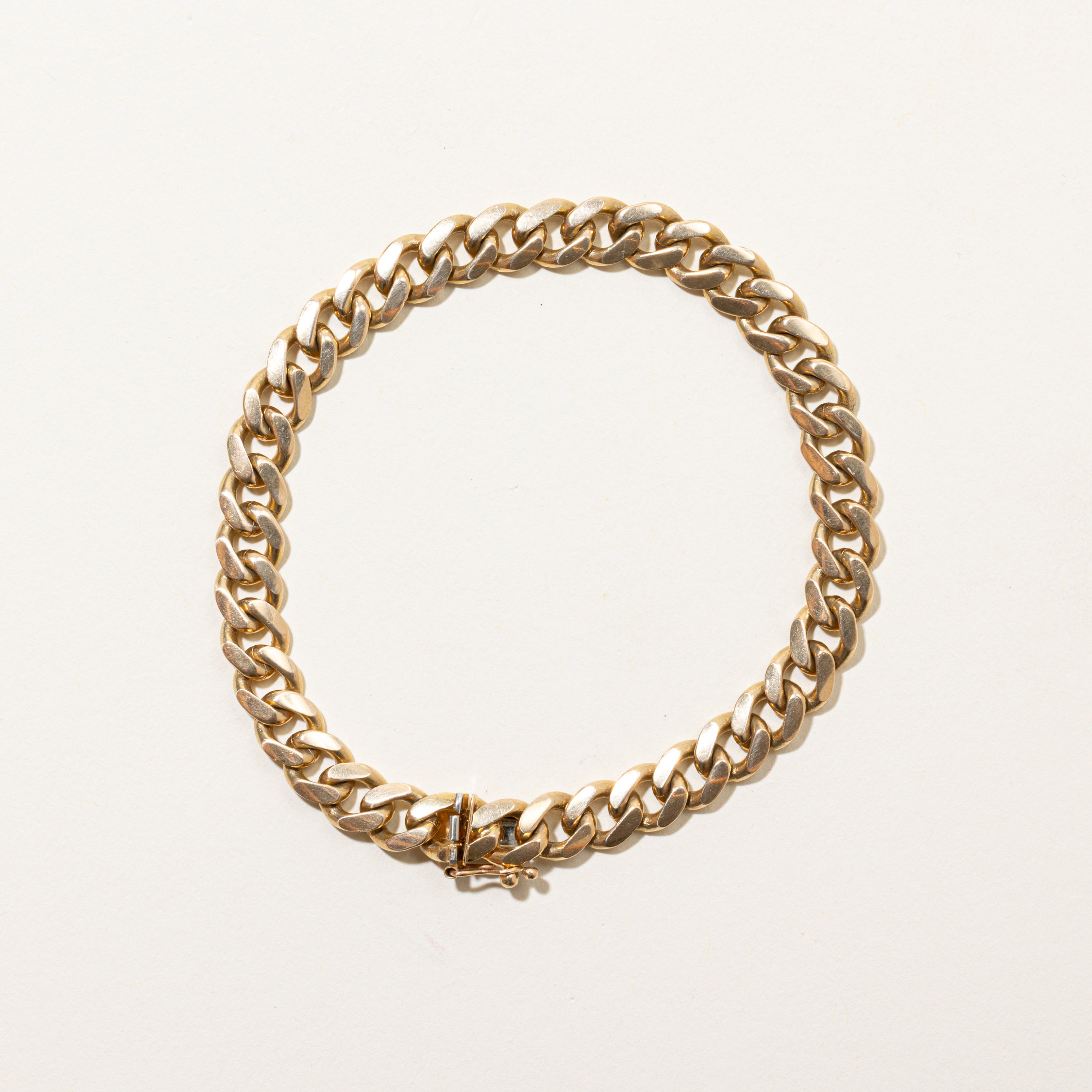 Italian 14k Yellow Gold Curb Link Chain Bracelet | 8"