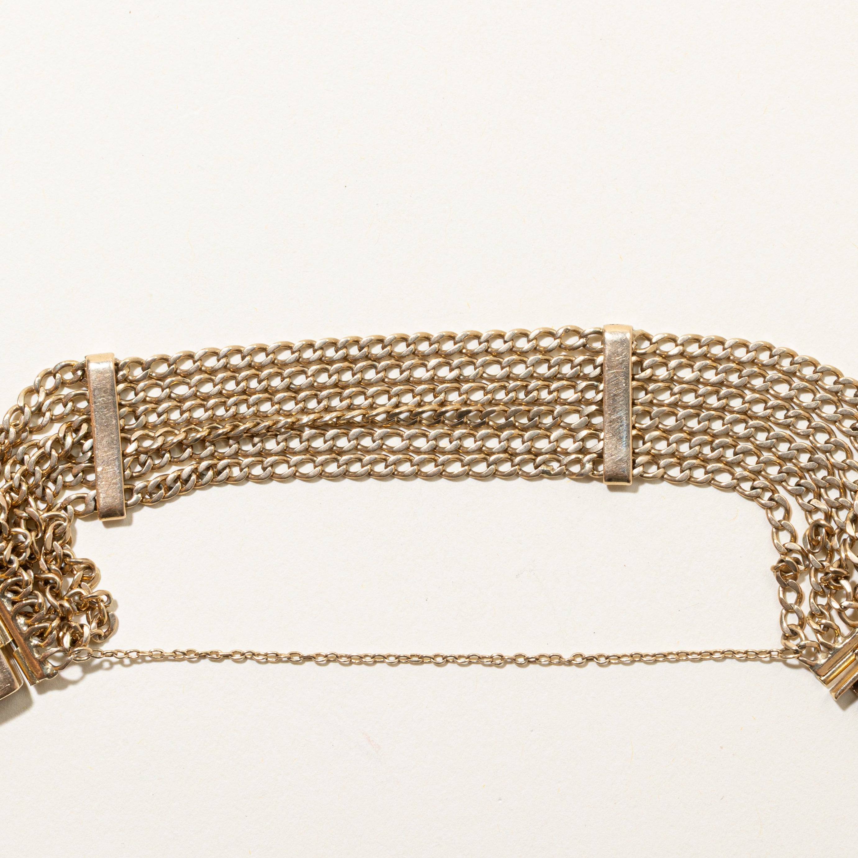 14k Yellow Gold Engraved "RD" Initialized Multi Chain Bracelet | 7.25"