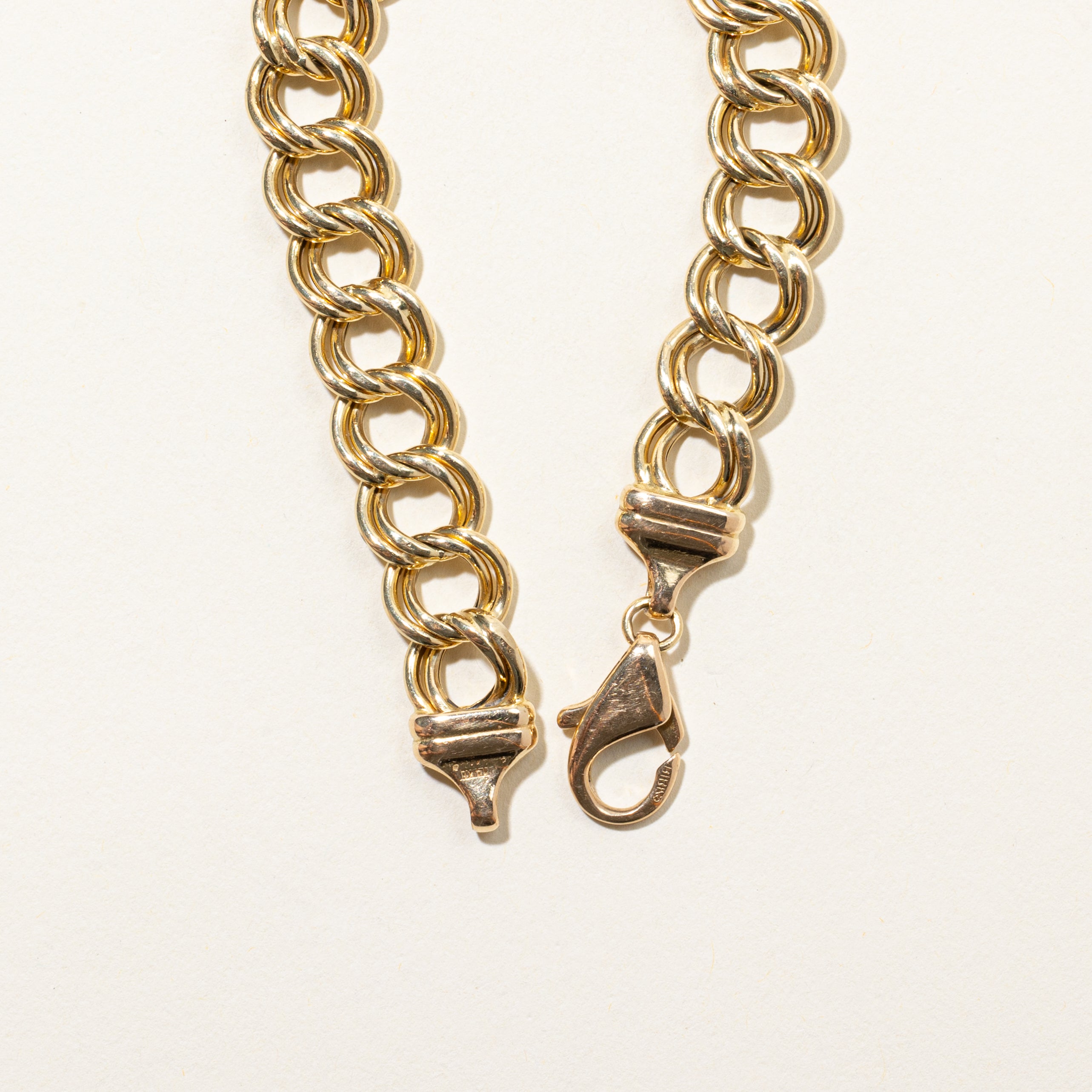 14k Yellow Gold Double Link Chain Bracelet | 7"