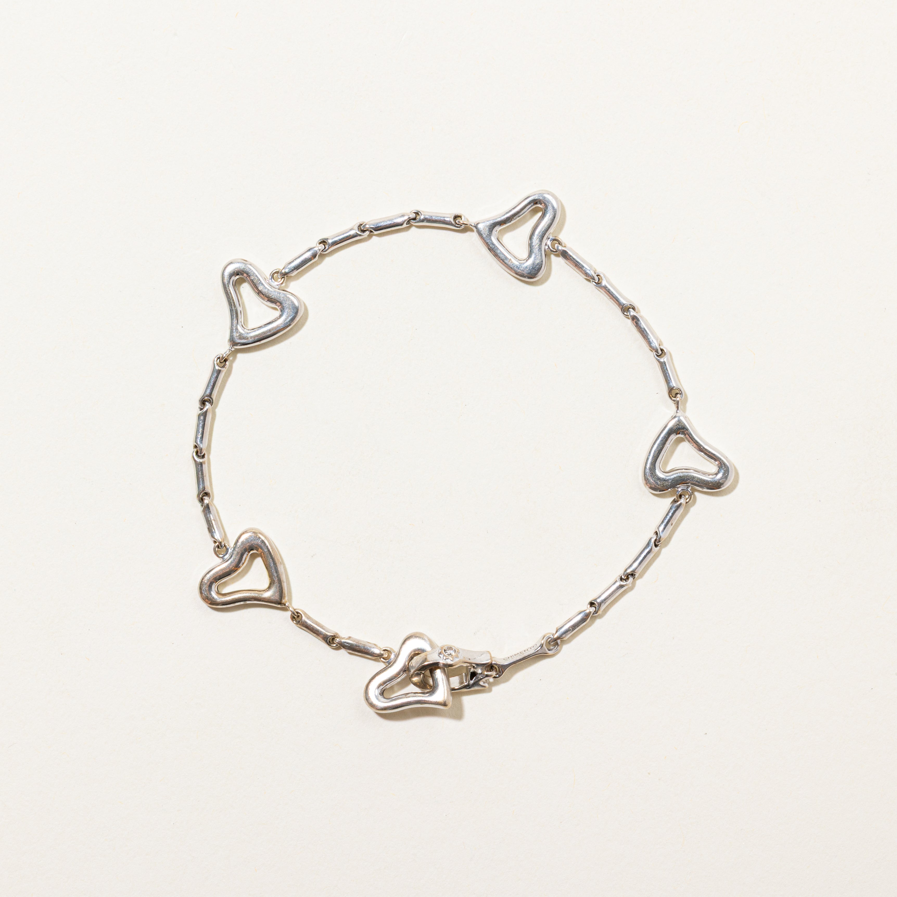 18k White Gold Heart Satellite Bracelet | 7.75"