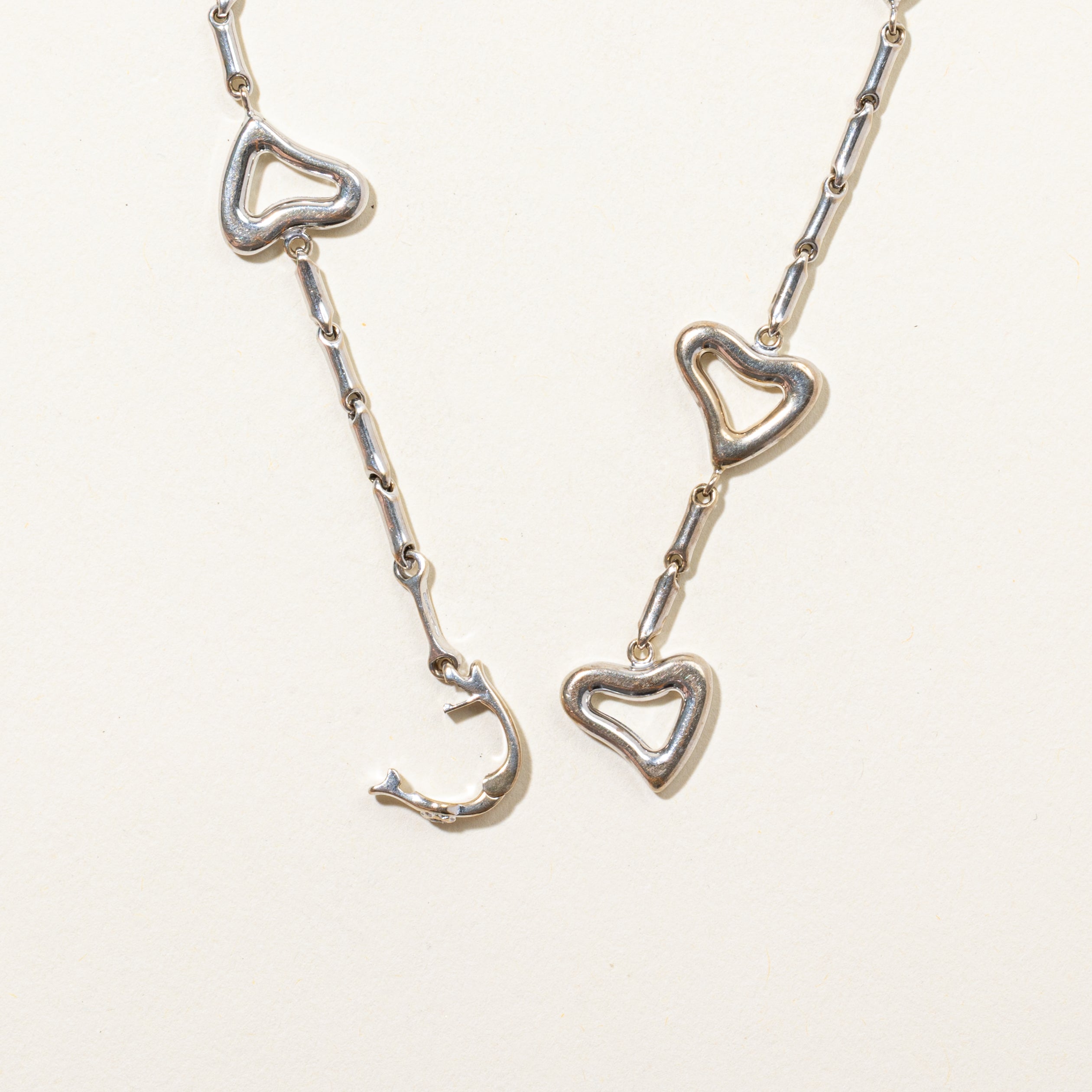 18k White Gold Heart Satellite Bracelet | 7.75"