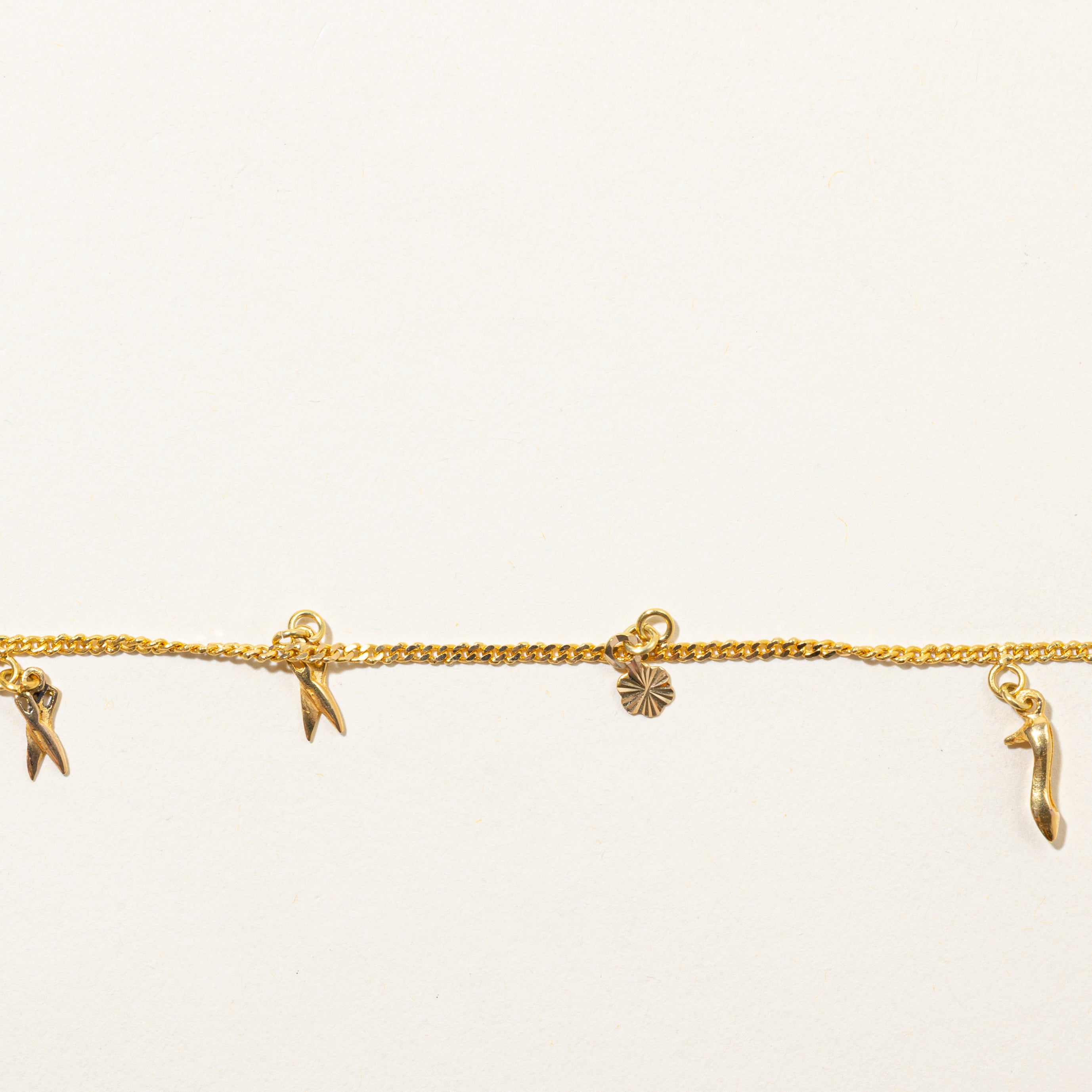 18k Yellow Gold Hobby Charm Bracelet | 7.75"