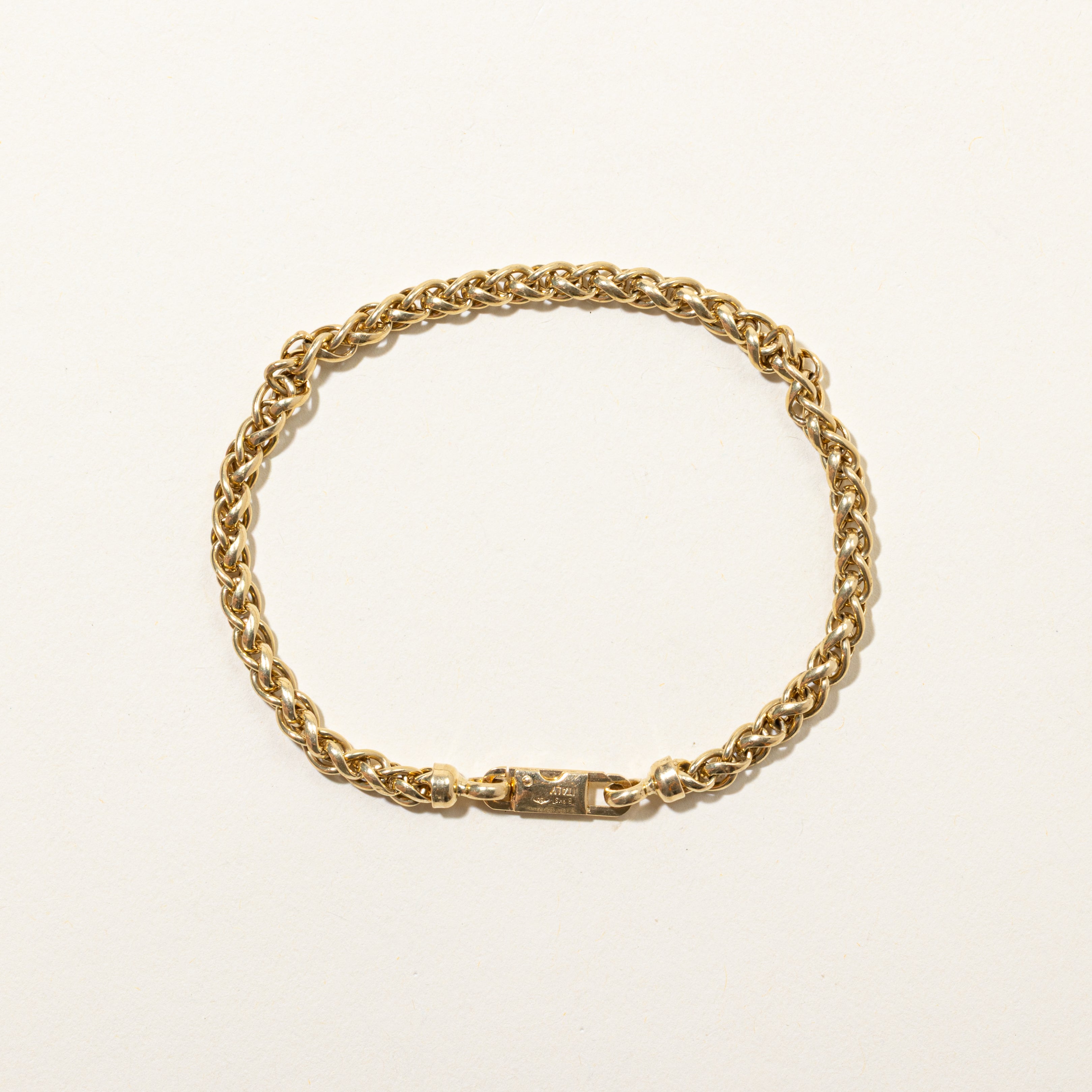 'Birks' 18k Yellow Gold Wheat Chain Bracelet | 7.5"