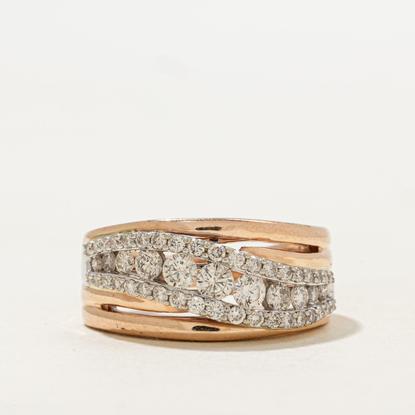 Diagonal Diamond Openwork Ring | 1.00ctw | SZ 7.25